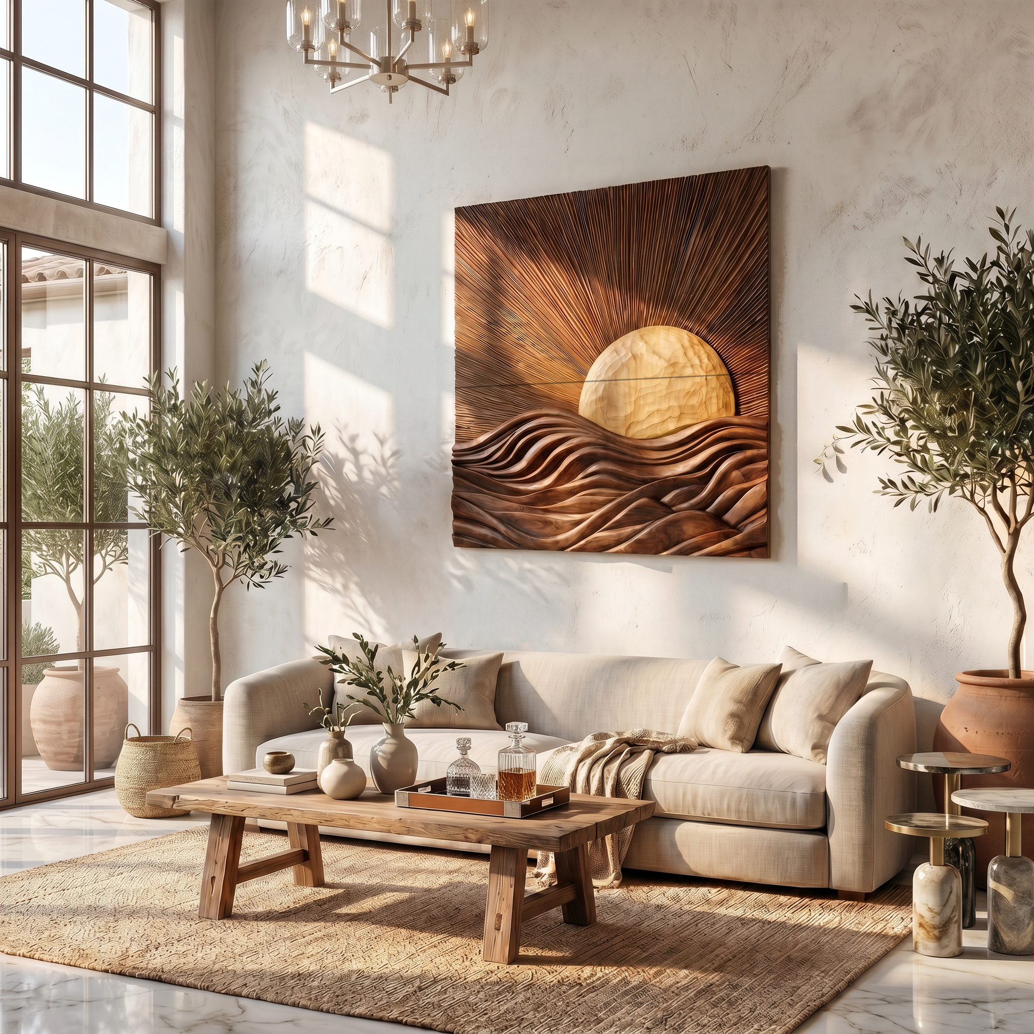 Organic Sunrise Wall Art Panel For Living Room And Entryway SINLSAWD089