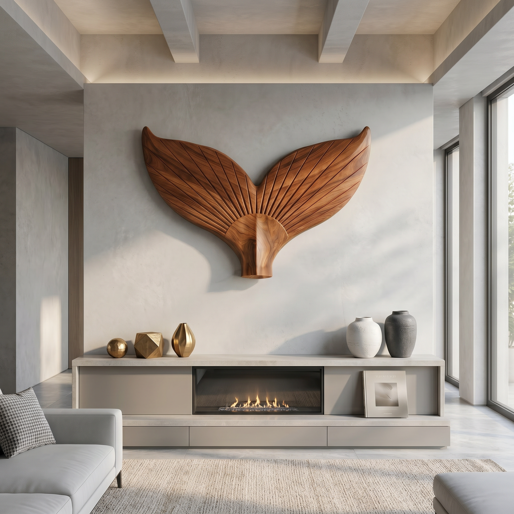 Angel Wings Wooden Wall Sculpture For Living Room And Entryway SINLSAWD092