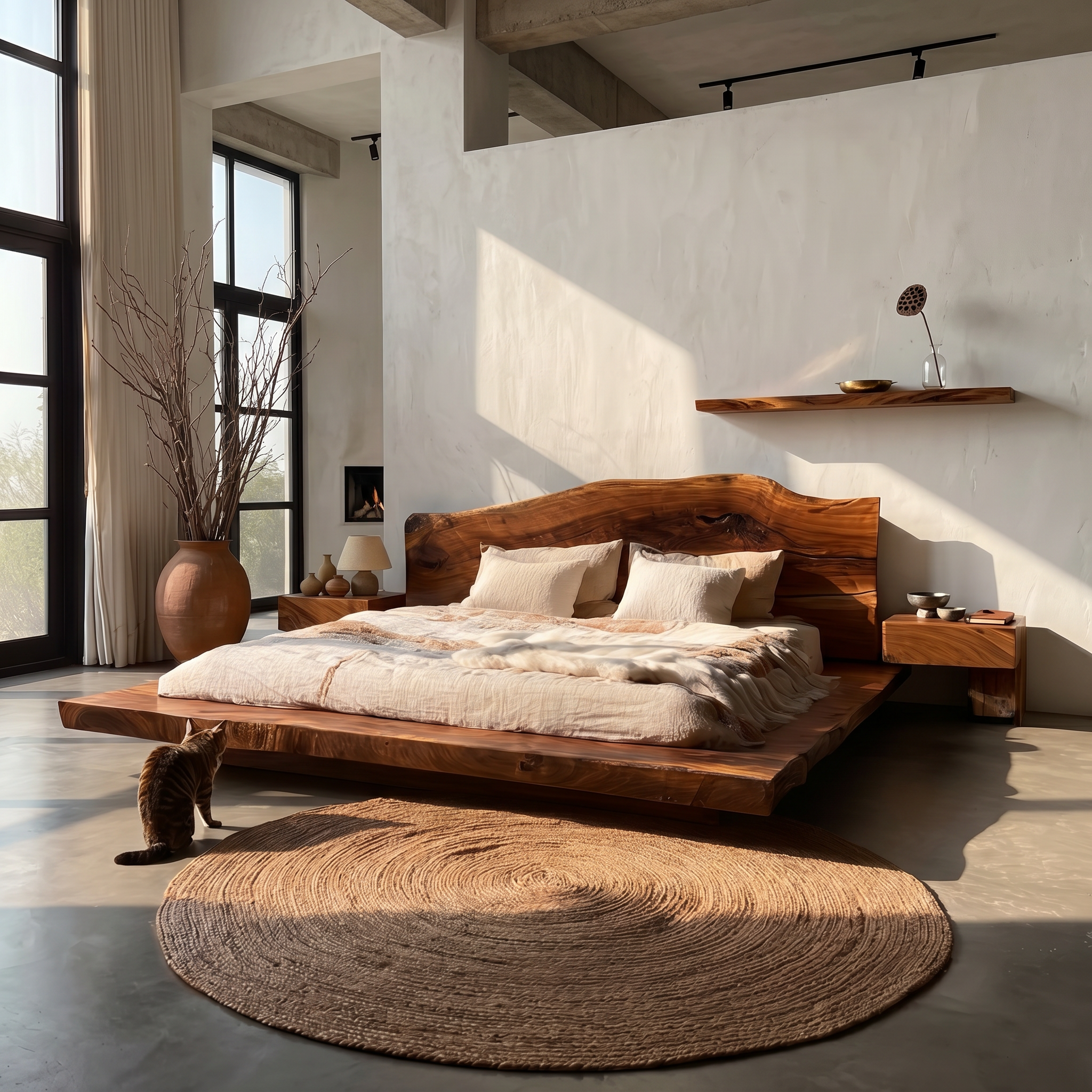 Modern Platform Bed Frame With Low Profile Solid Wood Design For Bedroom SINLSAWB126