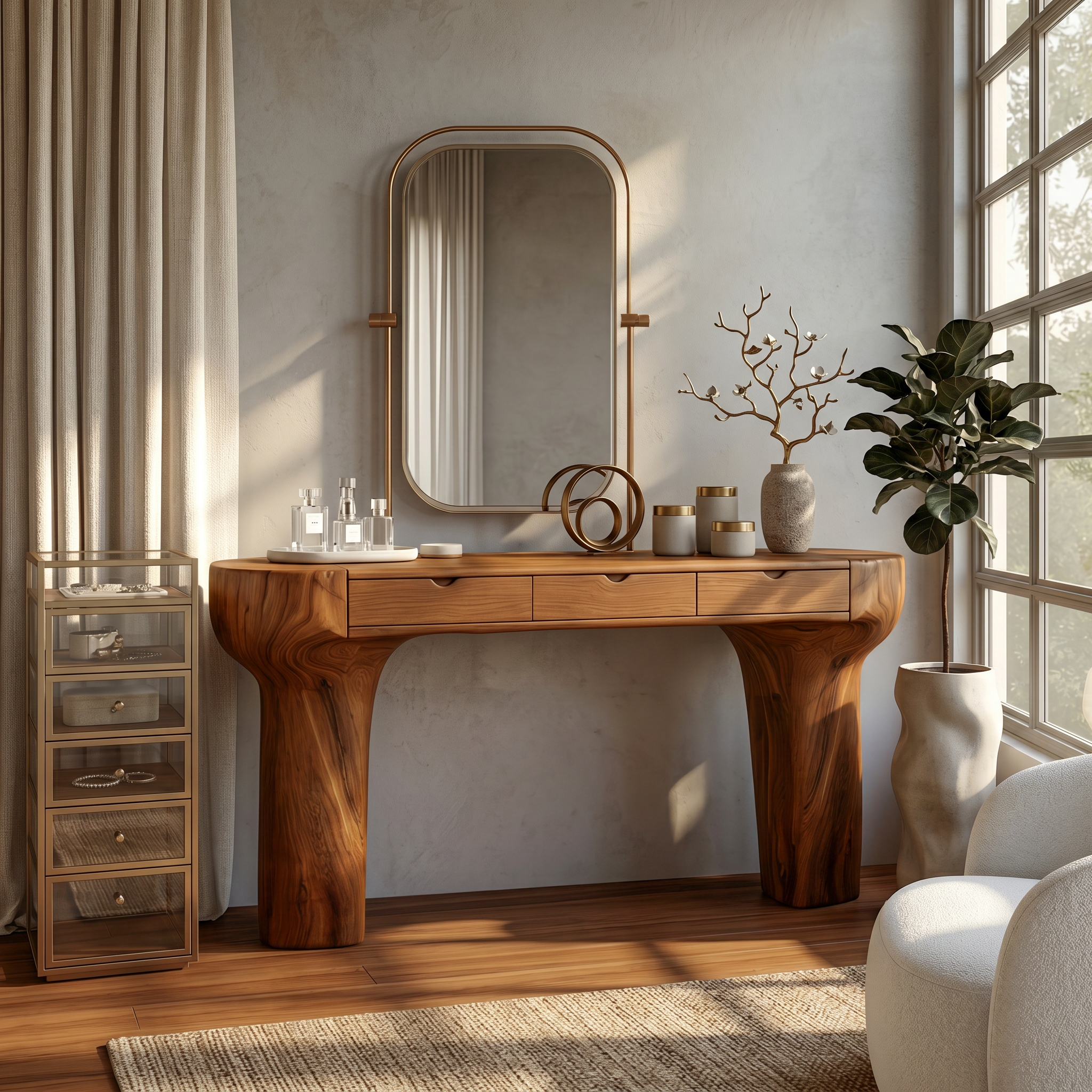 Scandinavian Dressing Table With Storage Cabinet For Bedroom And Dressing Room SINLSABDT089