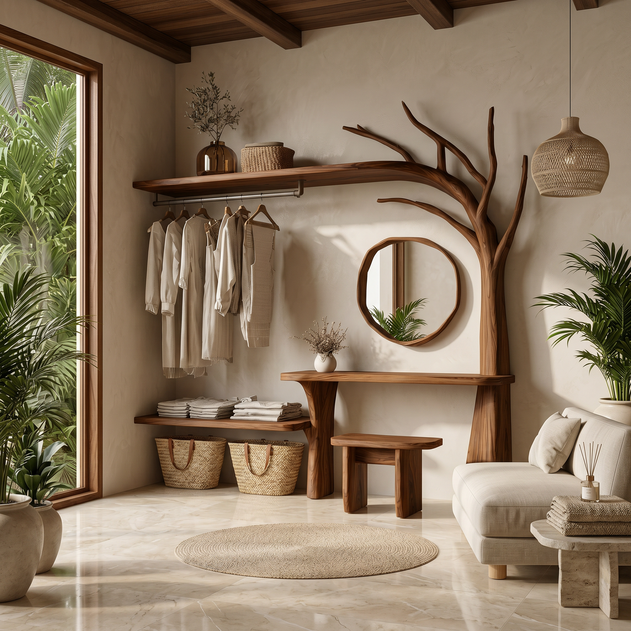 Organic Tree Coat Rack Wardrobe Vanity Bedroom And Dressing Room SINLSATCR115