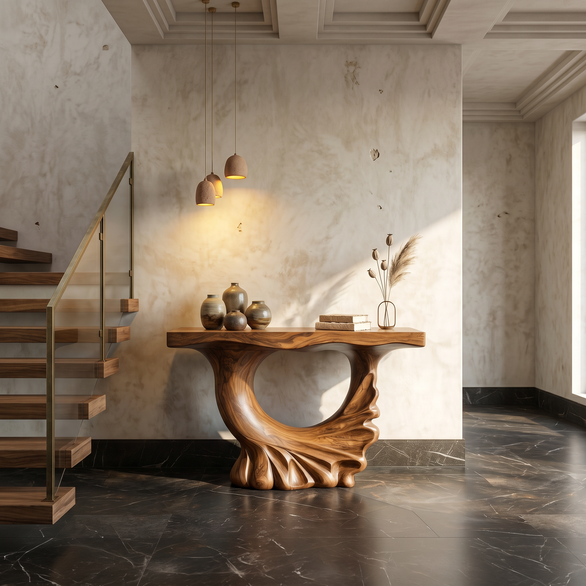 Modern Console Table With Ring Form Pedestal Base For Living Room SINLSACS630