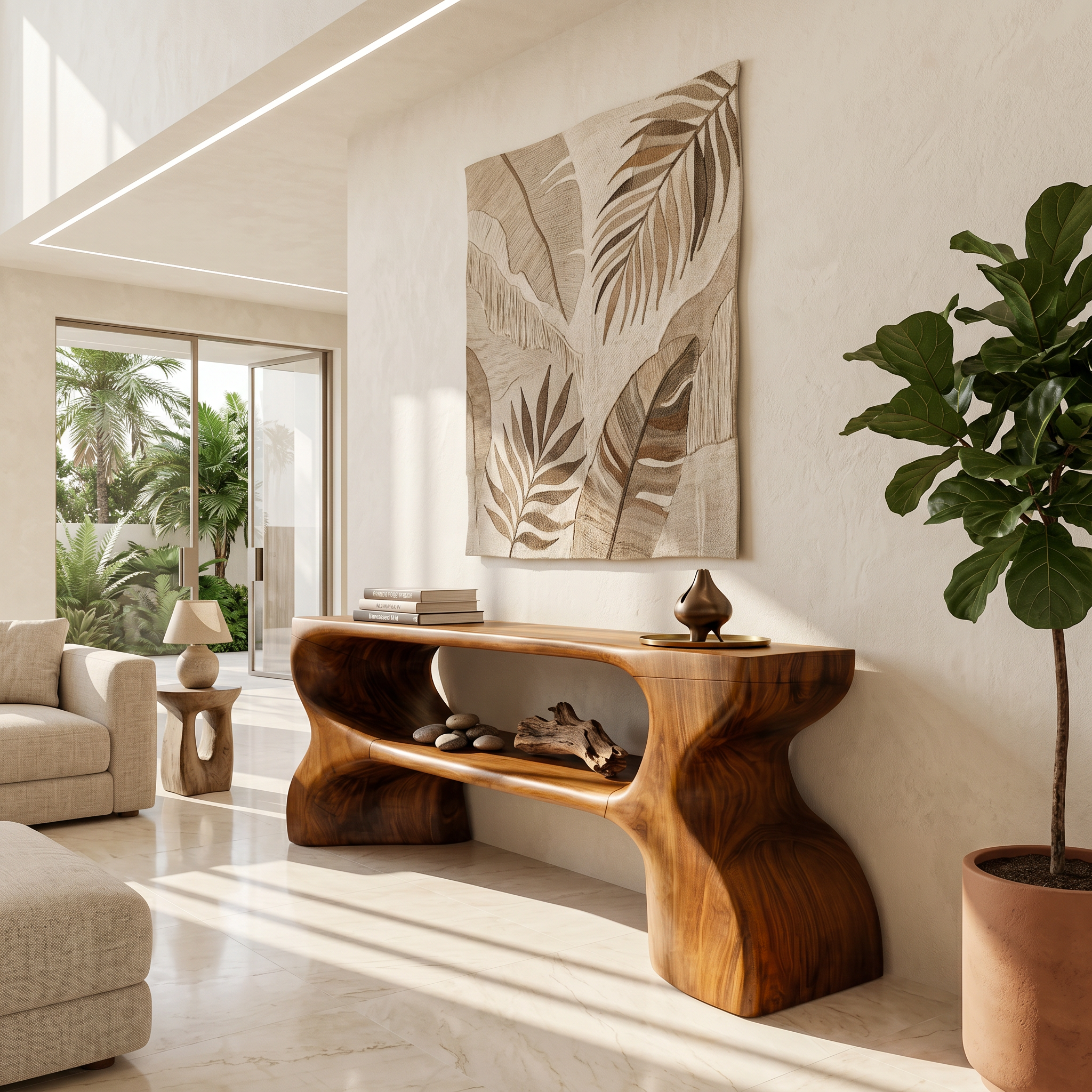 Contemporary Console Table With Architectural Curved Design For Entryway SINLSACS637