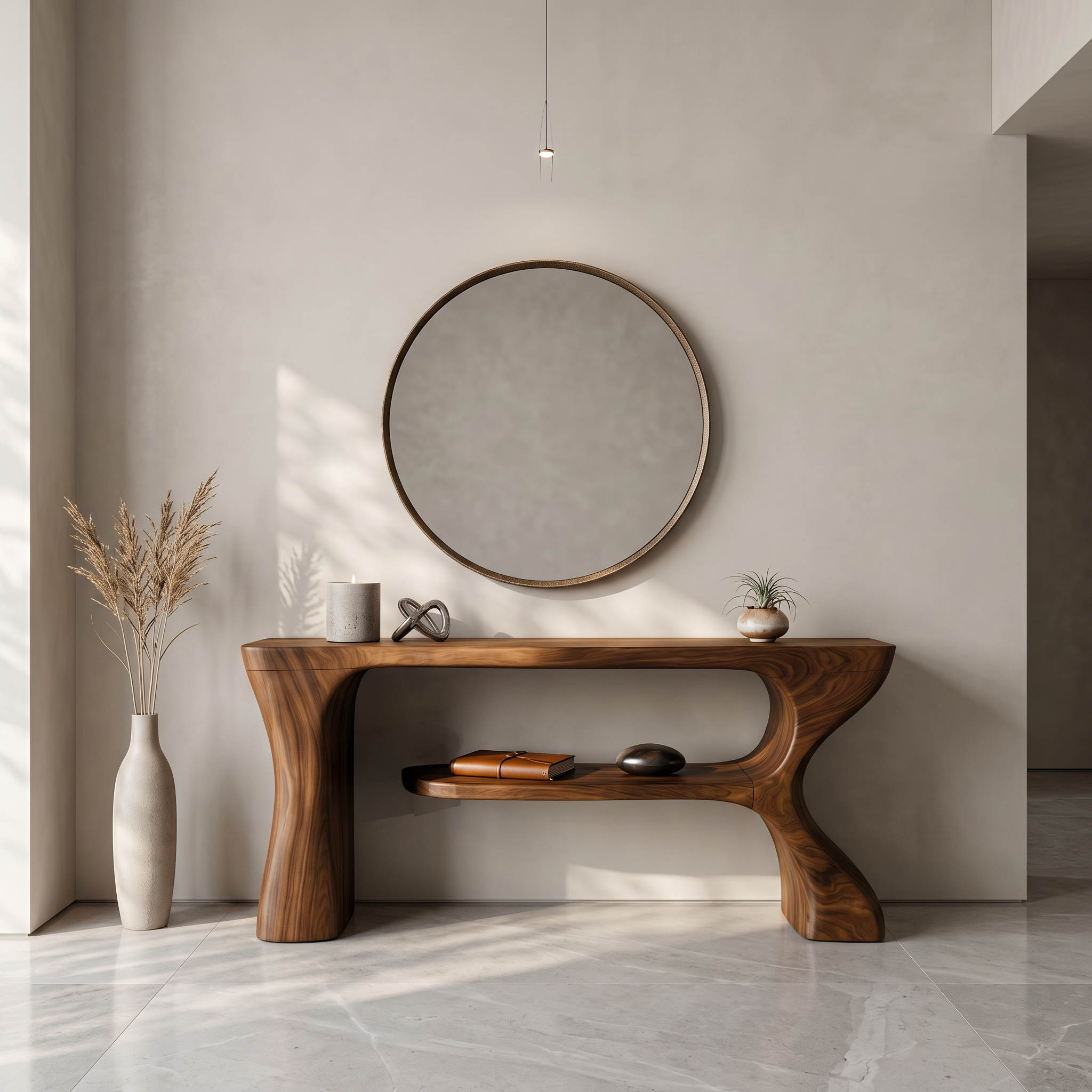 Organic Console Table With Sculptural Curved Form For Entryway SINLSACS639