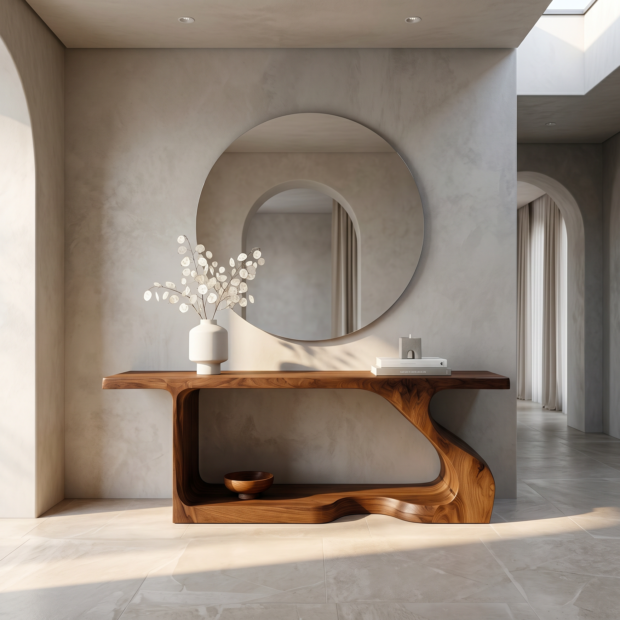 Modern Console Table With Sculptural Curved Form For Entryway SINLSACS640