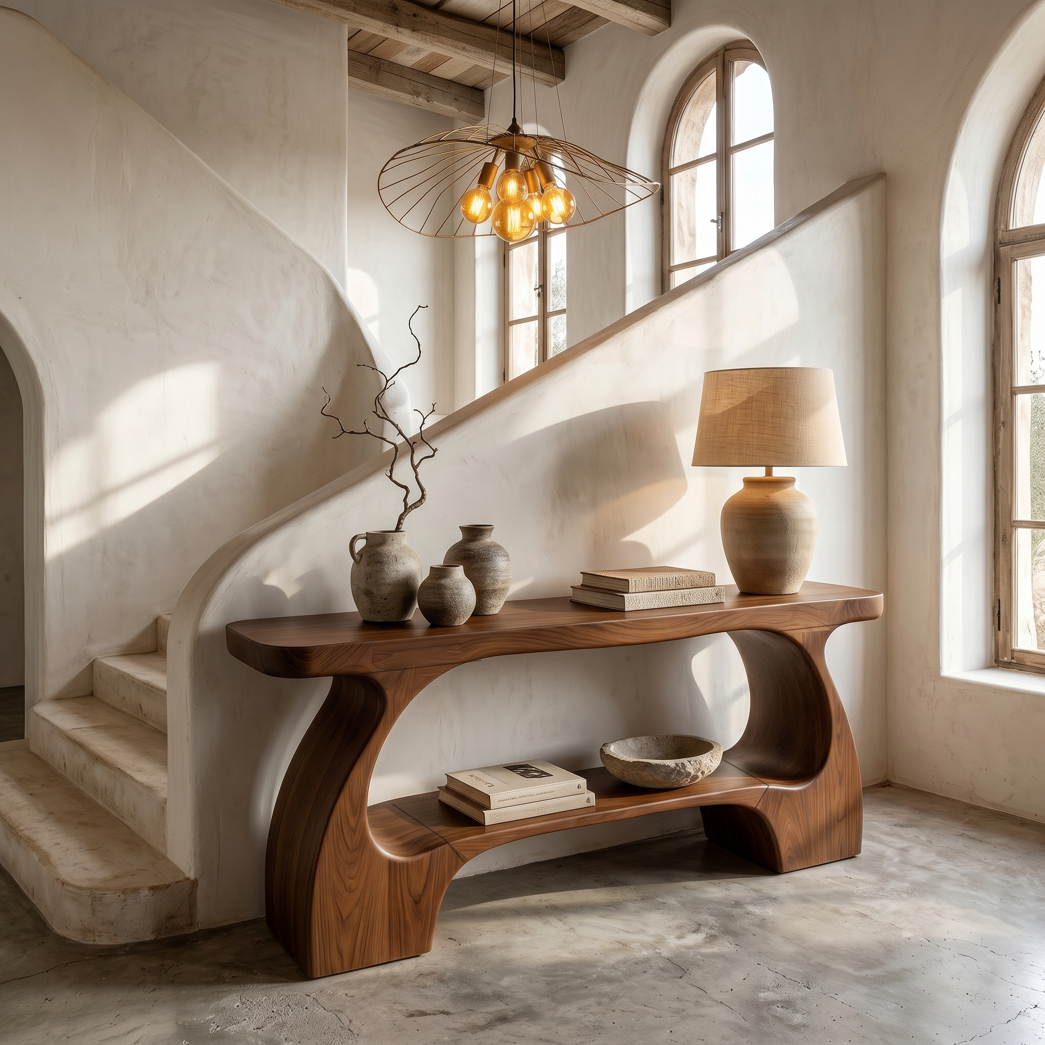 Natural Console Table With Organic Curved Silhouette For Entryway SINLSACS642