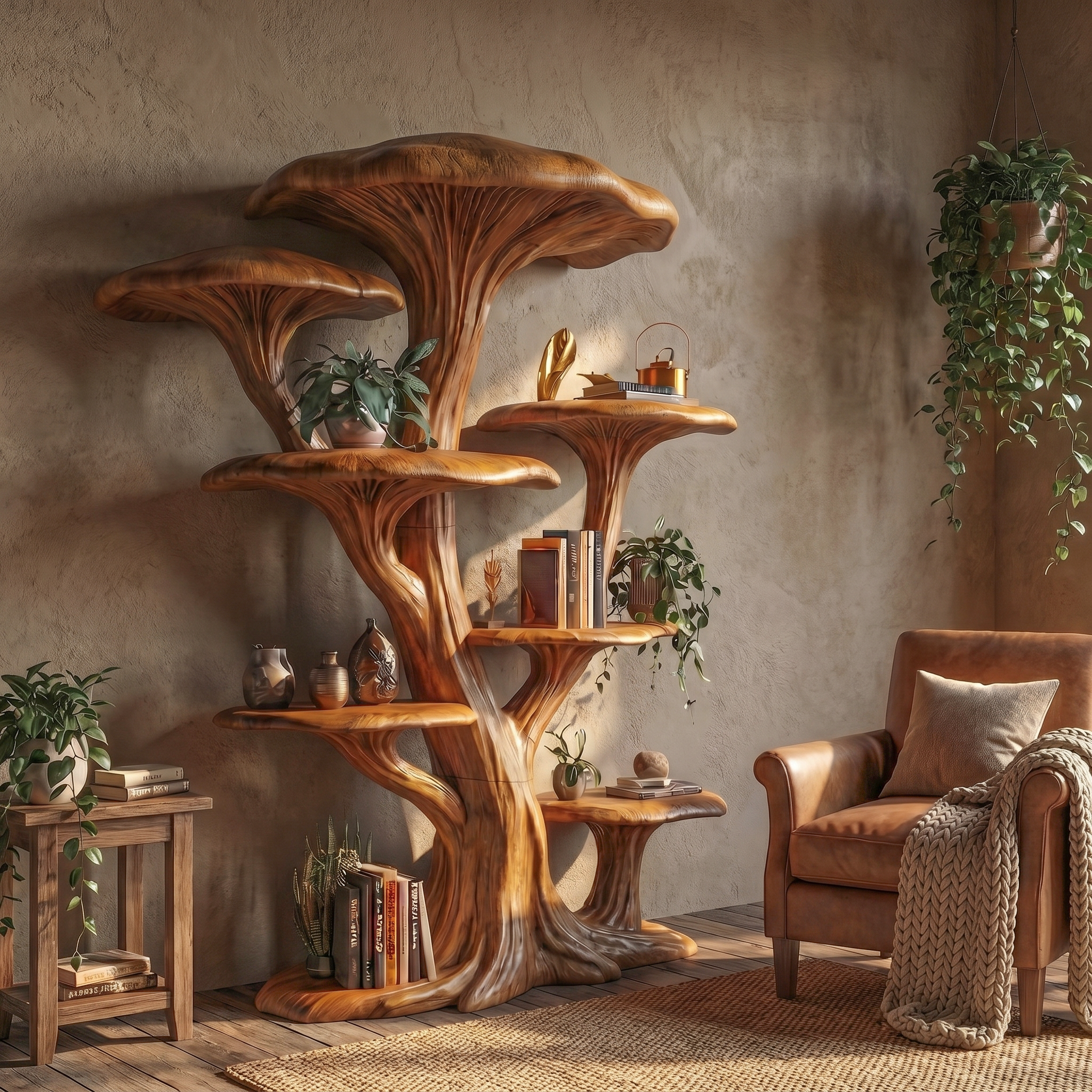 Modern Organic Mushroom Bookcase For Living Room And Bedroom SINLSATB729