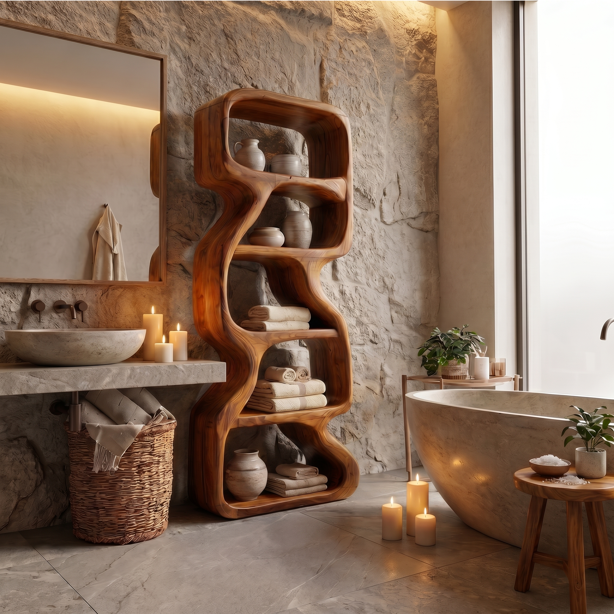 Bathroom Storage Cabinet With Open Shelves For Bathroom SINLSABCT026