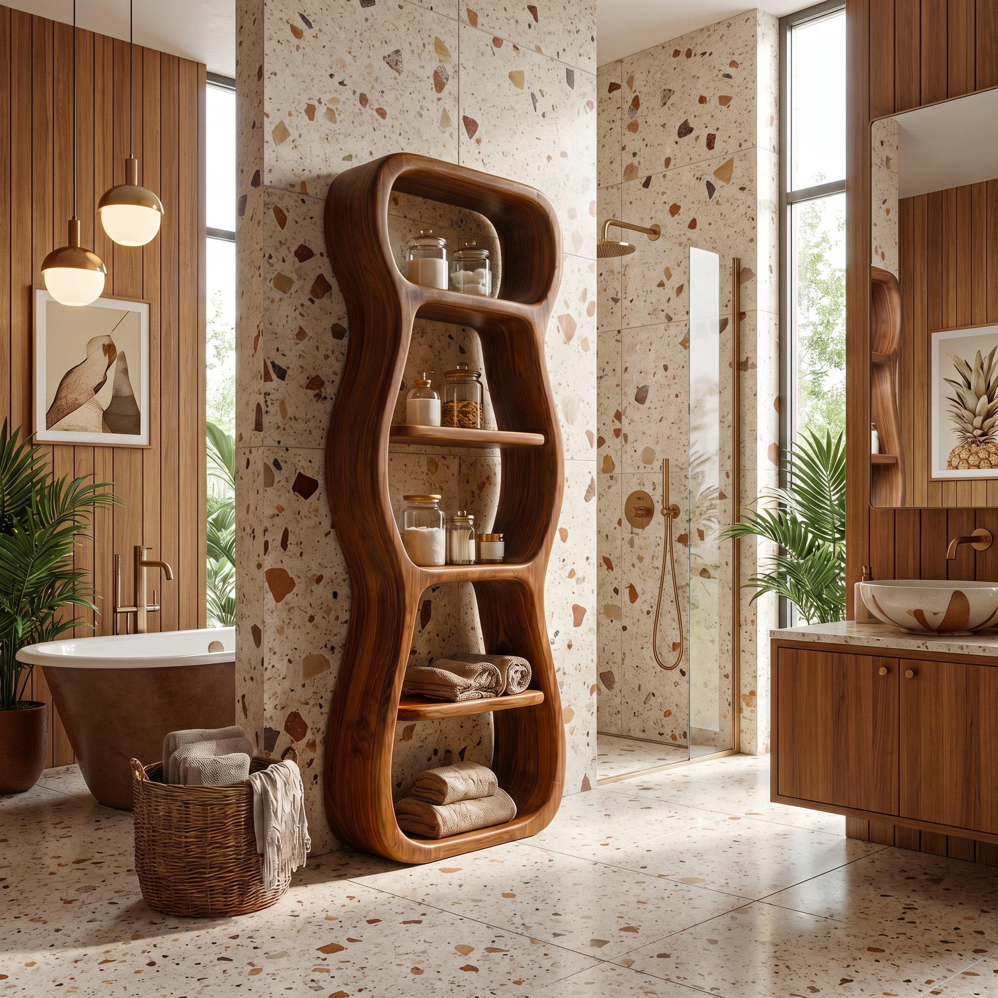Contemporary Bathroom Storage Cabinet With Unique Sculptural Shape For Bathroom SINLSABCT033