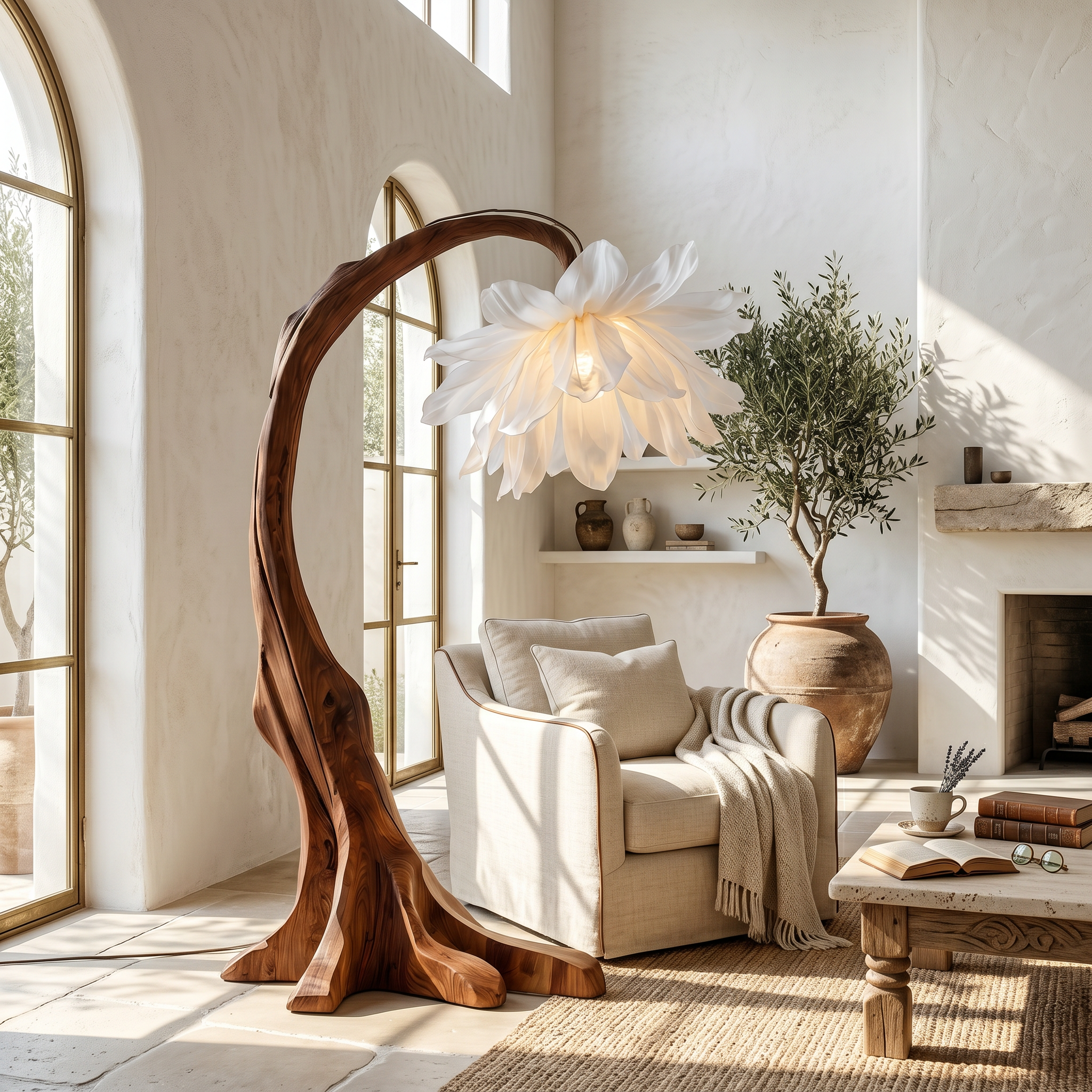 Contemporary Floor Lamp With Sculptural Floral Design For Living Room And Bedroom SINLSAFLP098