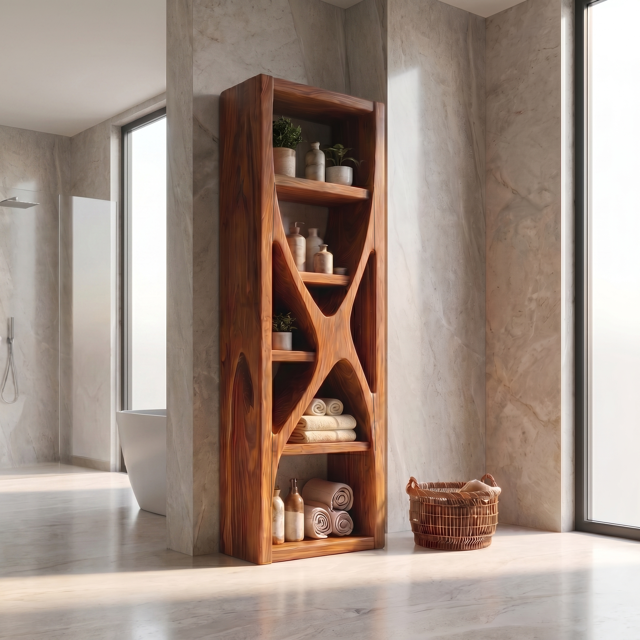 Rustic Bathroom Cabinet With Natural Branch Structure For Bathroom SINLSABCT035