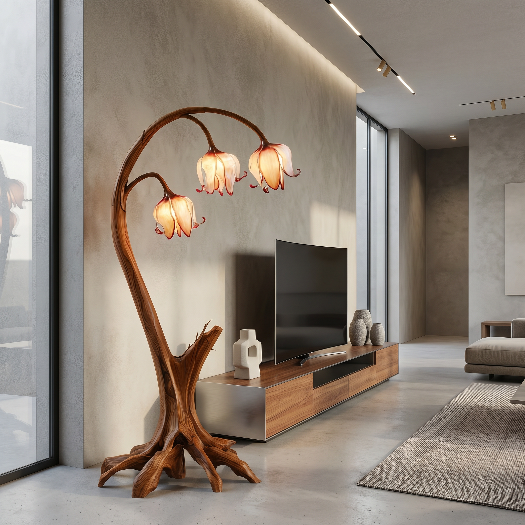 Rustic Floor Lamp With Blooming Bell Flower Design For Bedroom And Living Room SINLSAFLP100