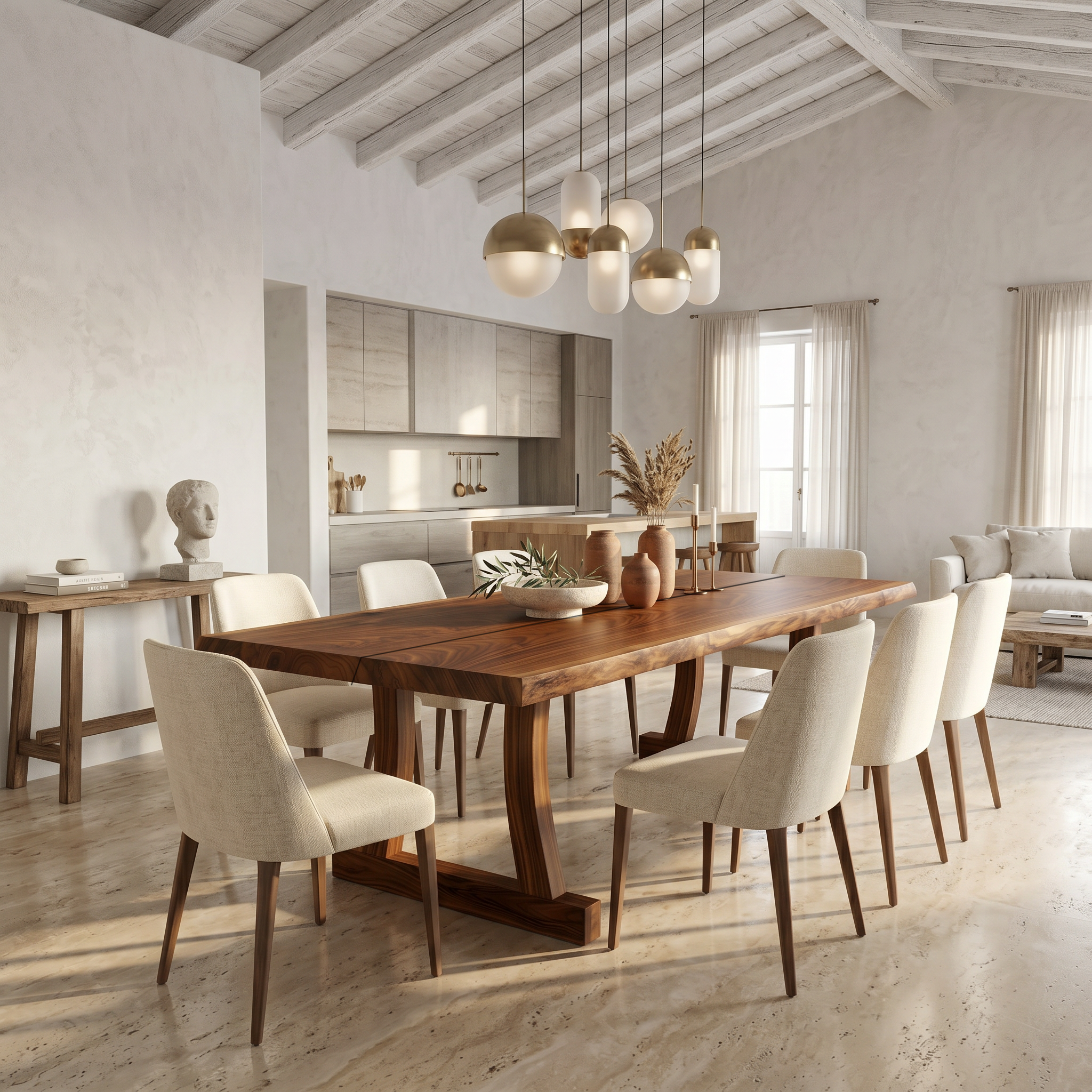 Contemporary Solid Wood Dining Table With Rounded Edge Design For Dining Room SINLSADT190