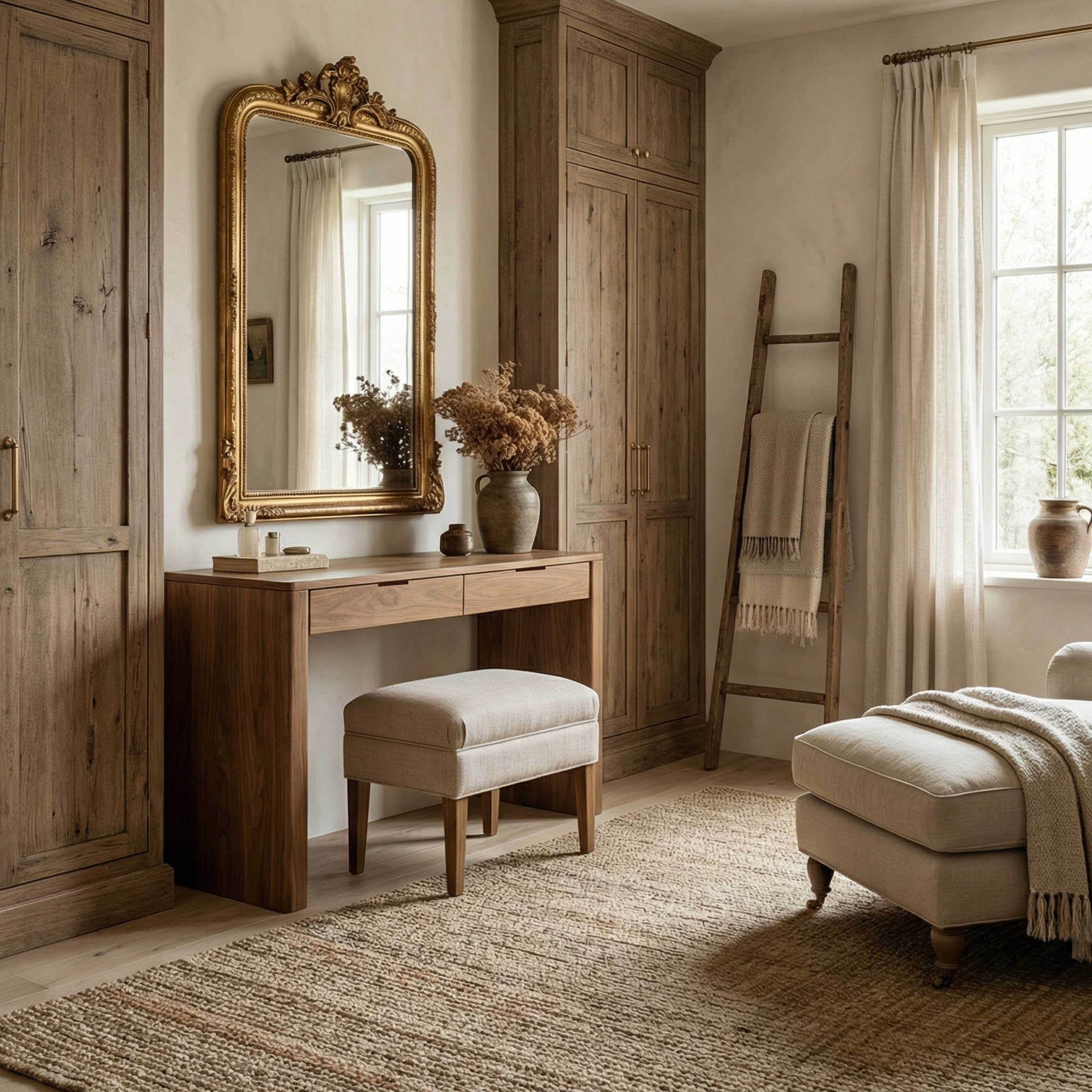 Rustic Dressing Table Natural Wood Organic Handmade Design For Bedroom SINLSABDT056