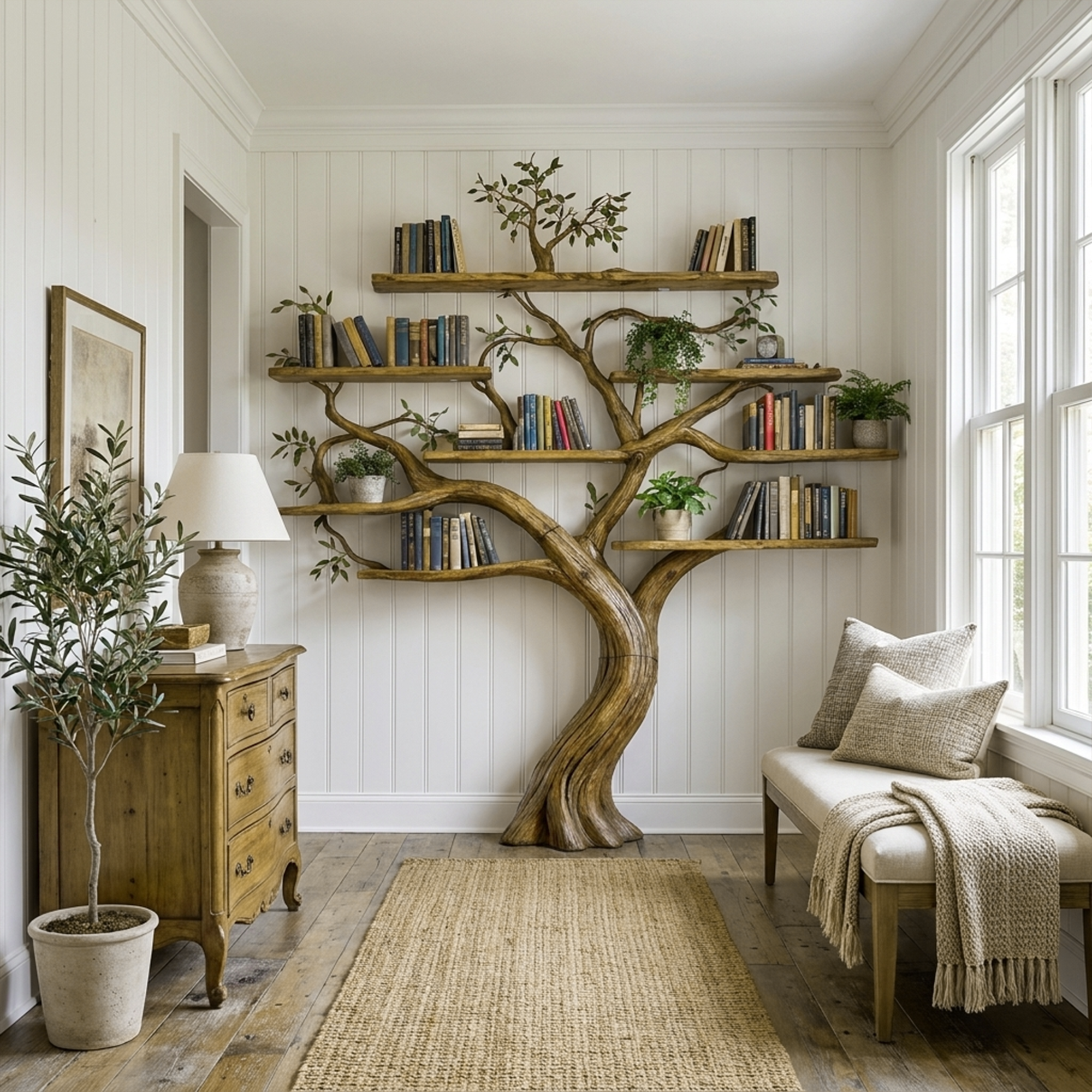 Organic Modern Large Tree Bookshelf For Home SINLKITB675