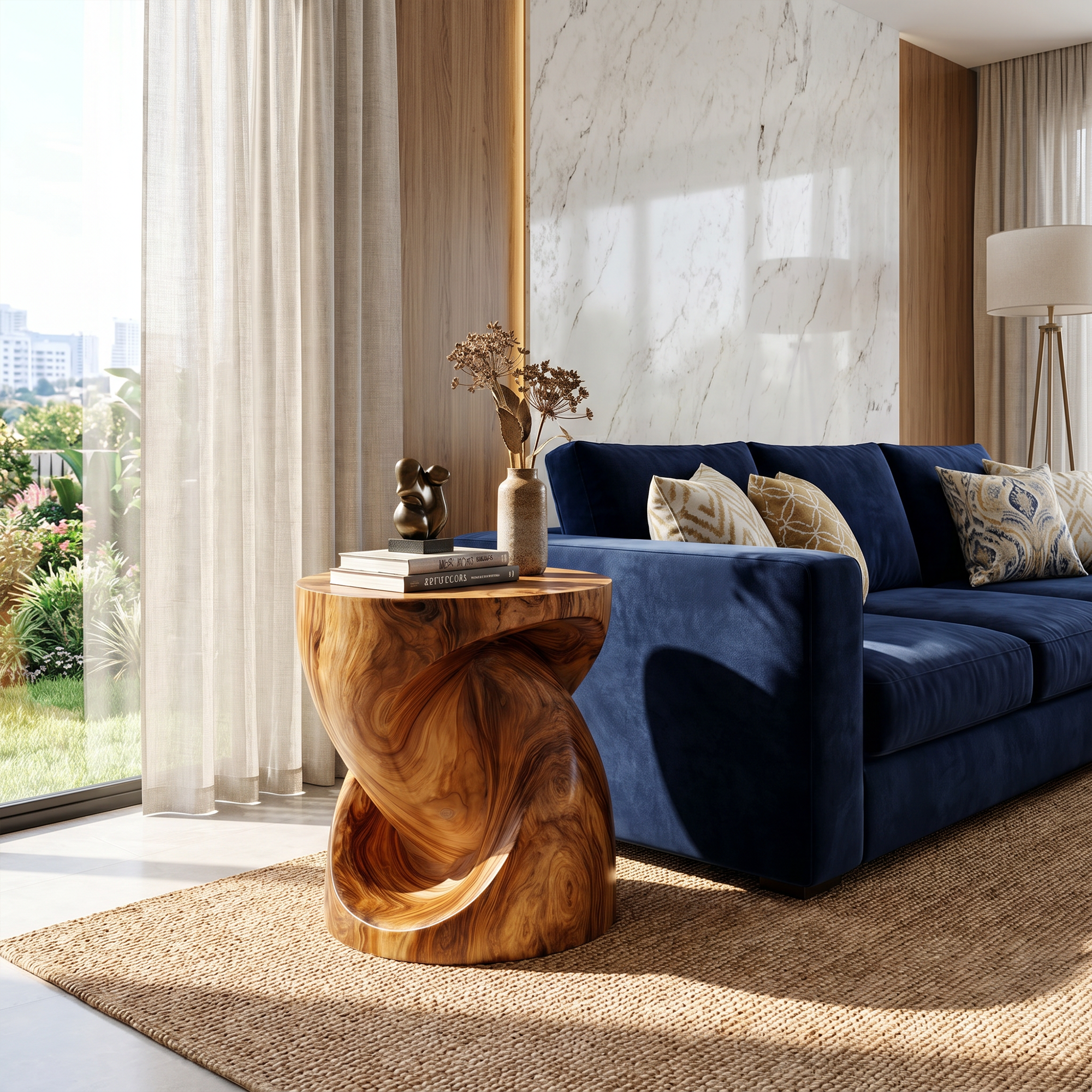 Rustic Twisted Wood Beside Table For Living Room SINLKIBT245