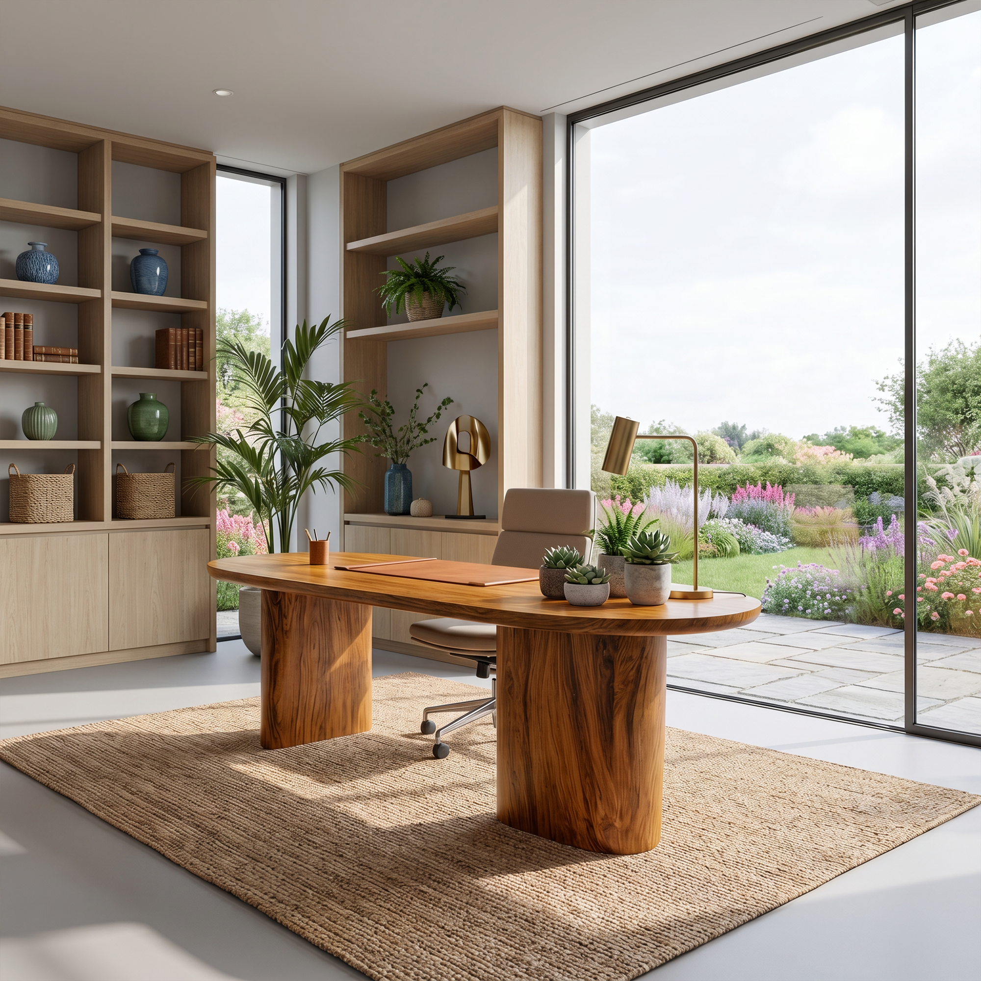 Organic Wooden Desk With Unique Sculptural Design For Living Room SINLKIDK107