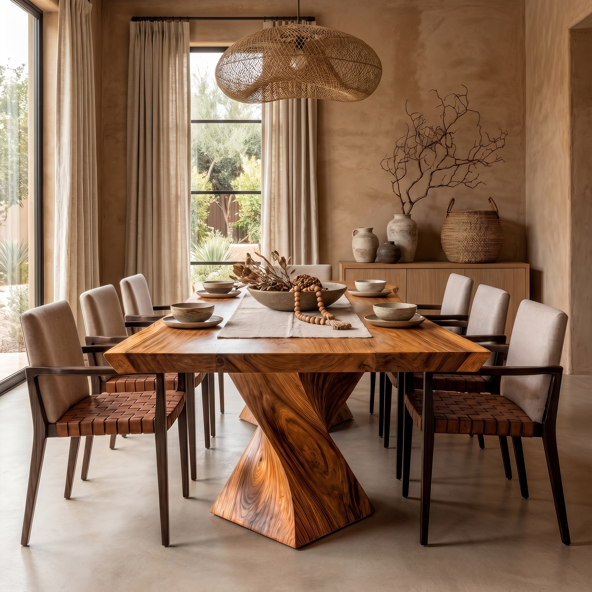 Sculptural X Base Dining Table For Dining Room And Kitchen SINLKIDT166