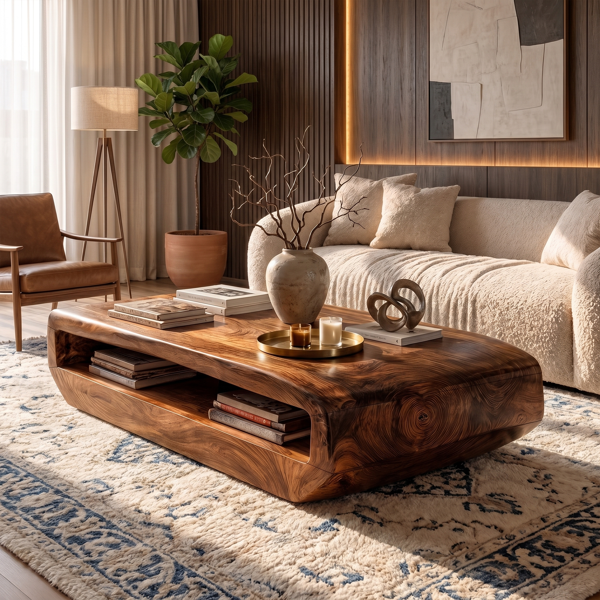 Rustic Natural Wood Coffee Table With Storage For Living Room And Lounge SINLKICF365