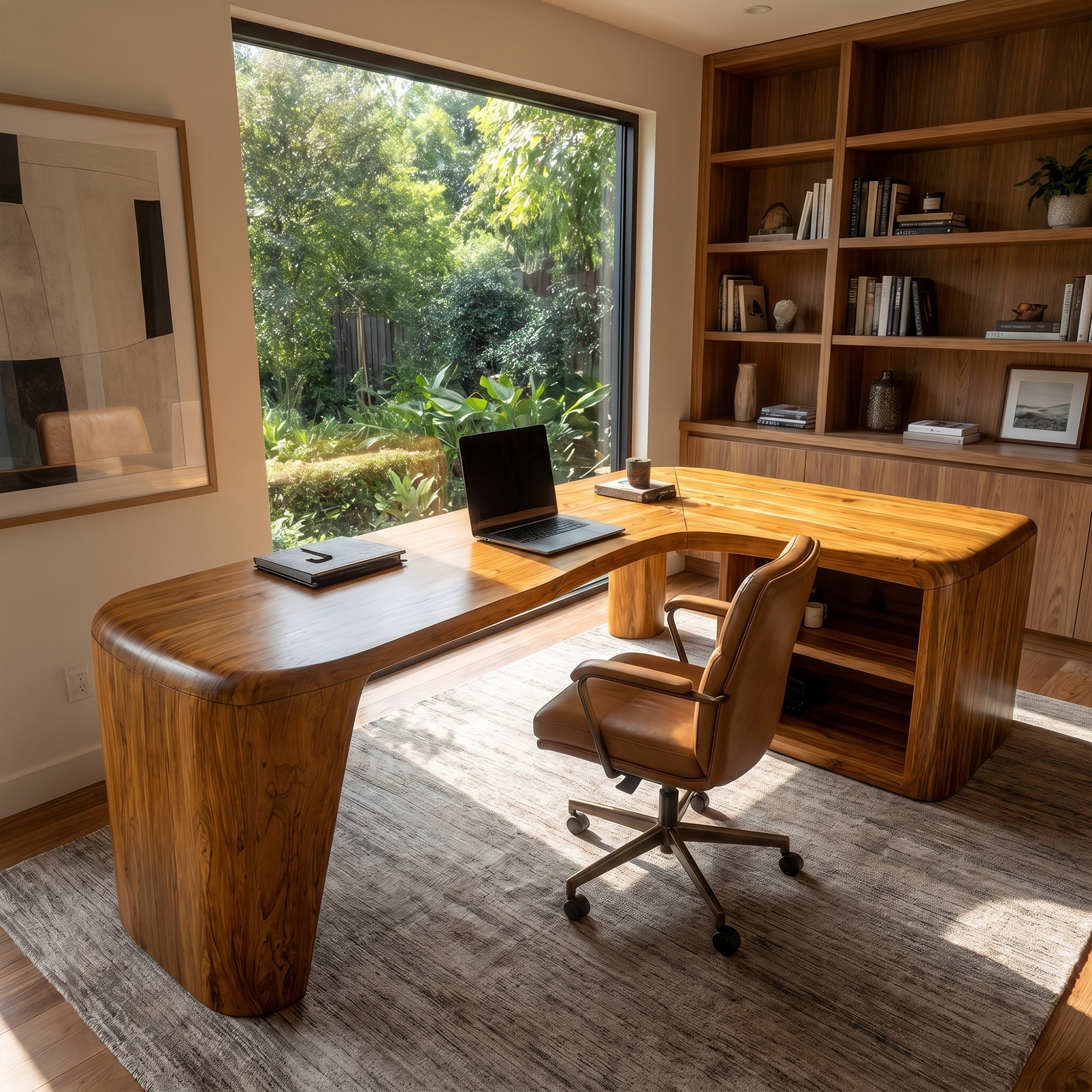 Organic Corner Desk Handcrafted Wood Design For Home Office SINLKIDK144