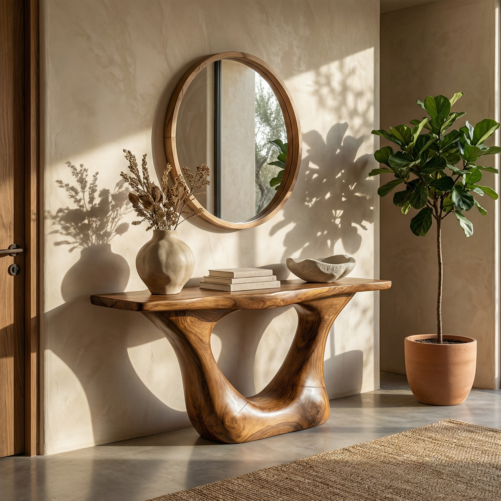 Contemporary Organic Sculptural Console Table For Entryway And Living Room Space SINLKICS565