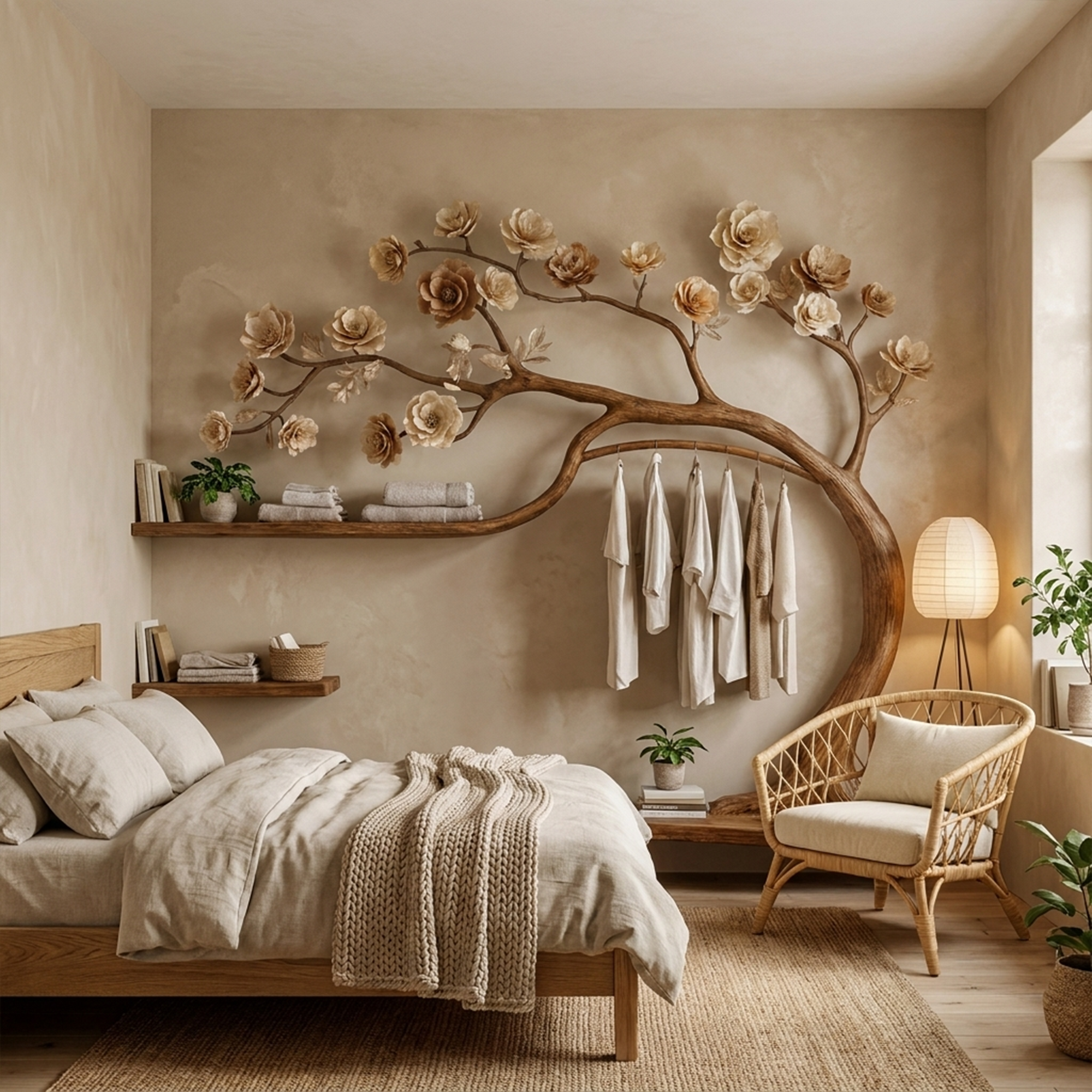 Rustic Tree Wardrobe Solid Wood Handcrafted Bedroom Storage SINLKITCR065