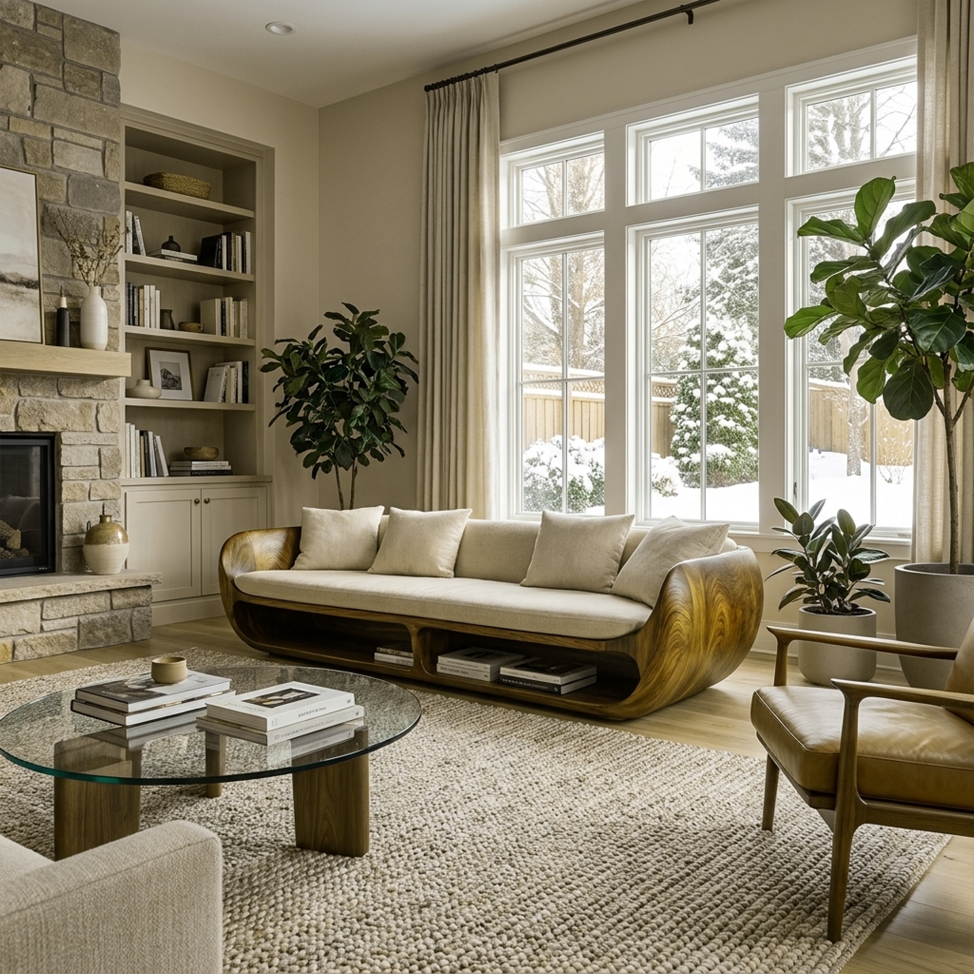 Rustic Sculptural Sofa Christmas Holiday Living Room Decor SINLKIWC027