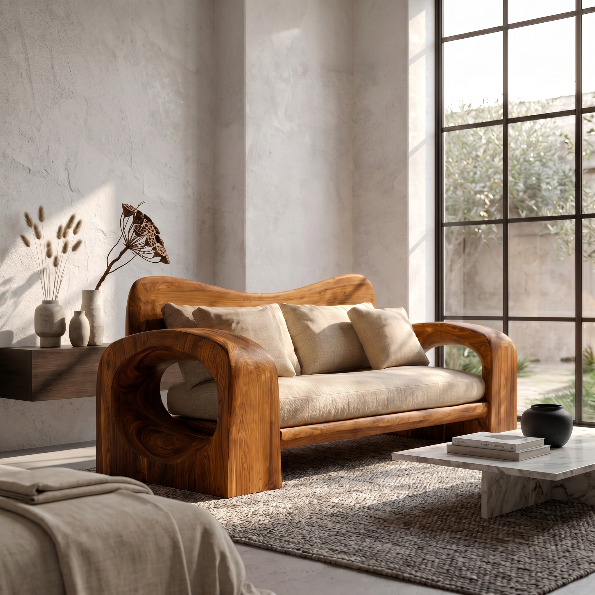 Organic Sofa Frame With Handcrafted Solid Wood Structure For Living Room SINLSASF028