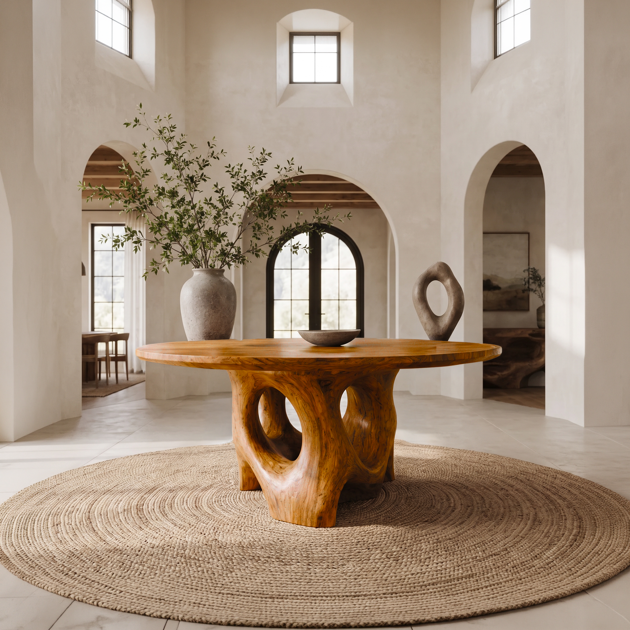 Natural Foyer Center Table With Organic Spiral Form For Entryway And Living Room SINLSAFT055