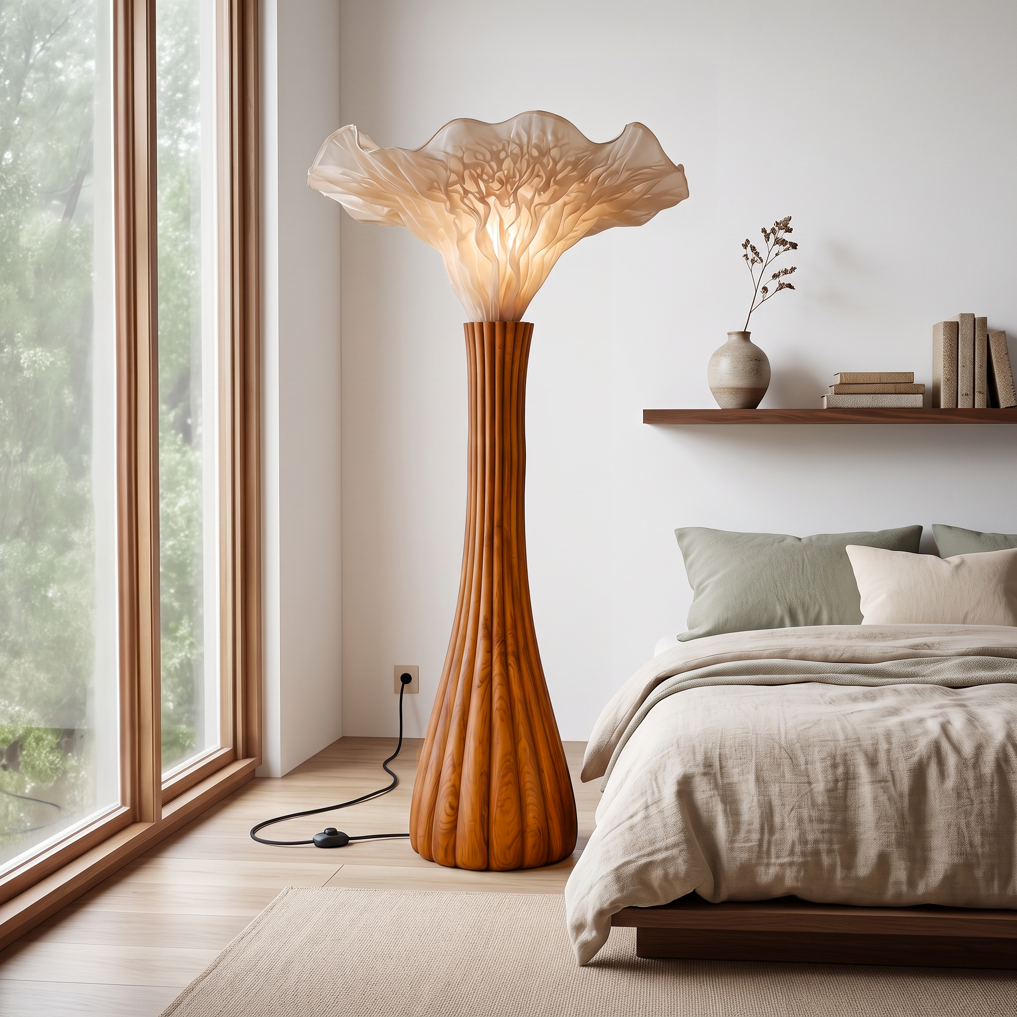Japandi Floor Lamp Sculptural Mushroom Form Bedroom SINLSAFLP137