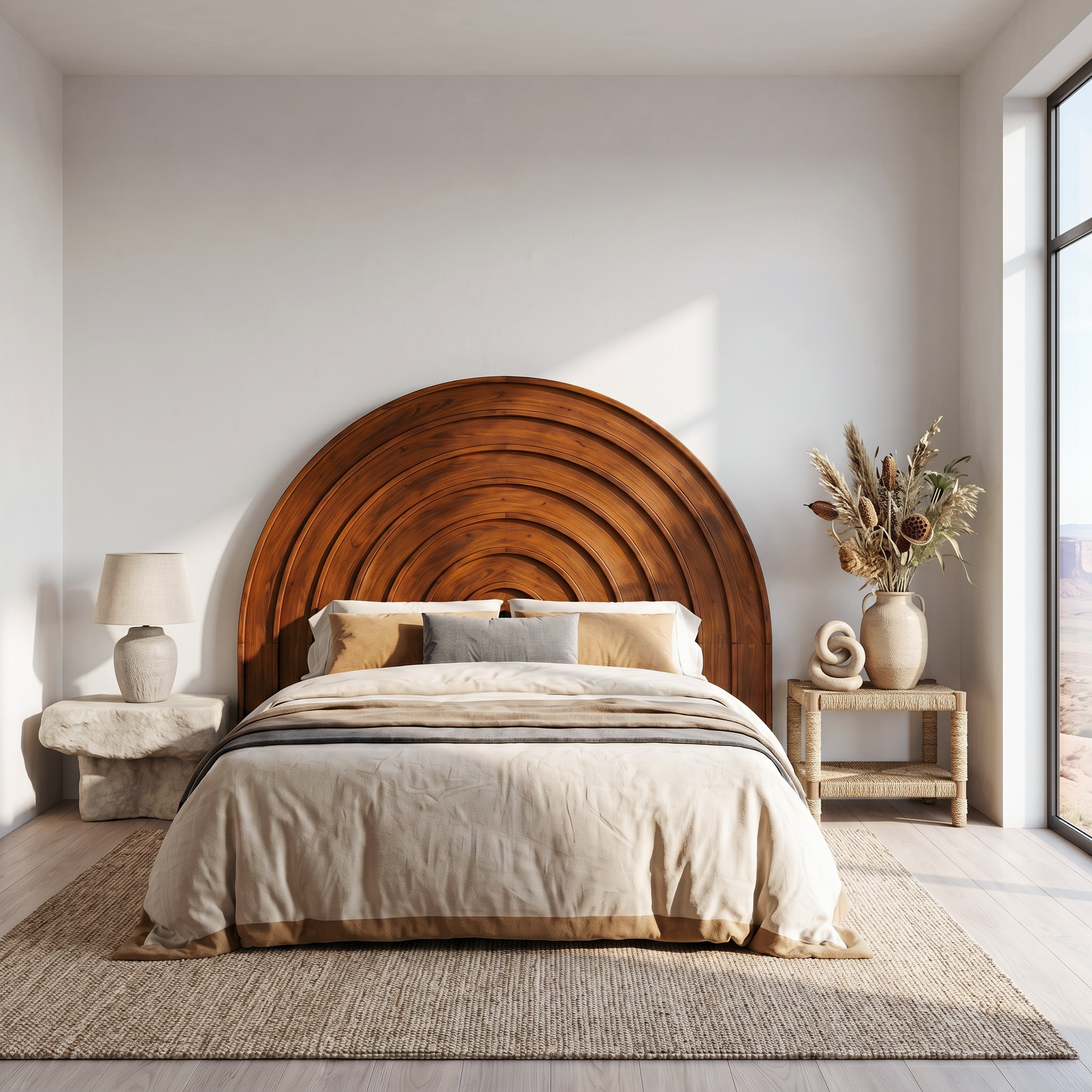 Contemporary Arched Headboard Wooden Bed Headboard For Bedroom SINLSAHB049