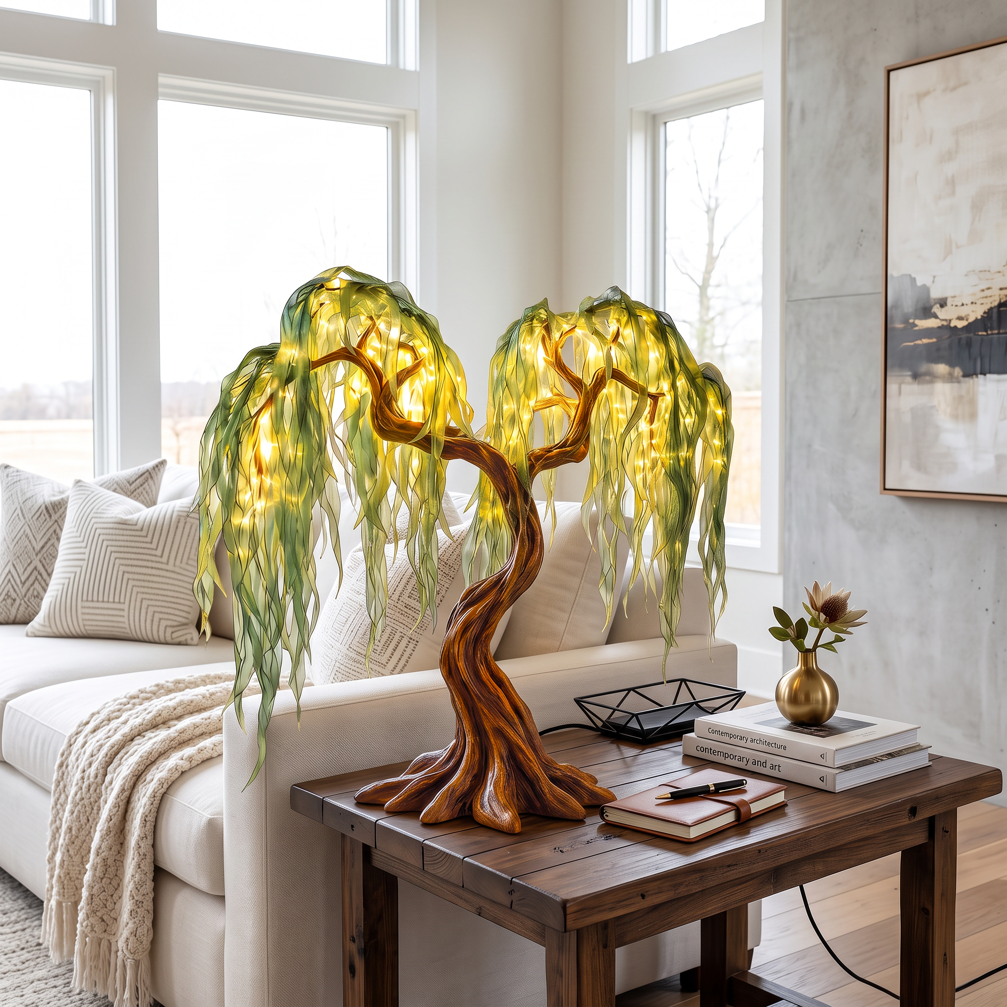 Rustic Fairy Light Tree Table Lamp For Nightstand SINLSATL021