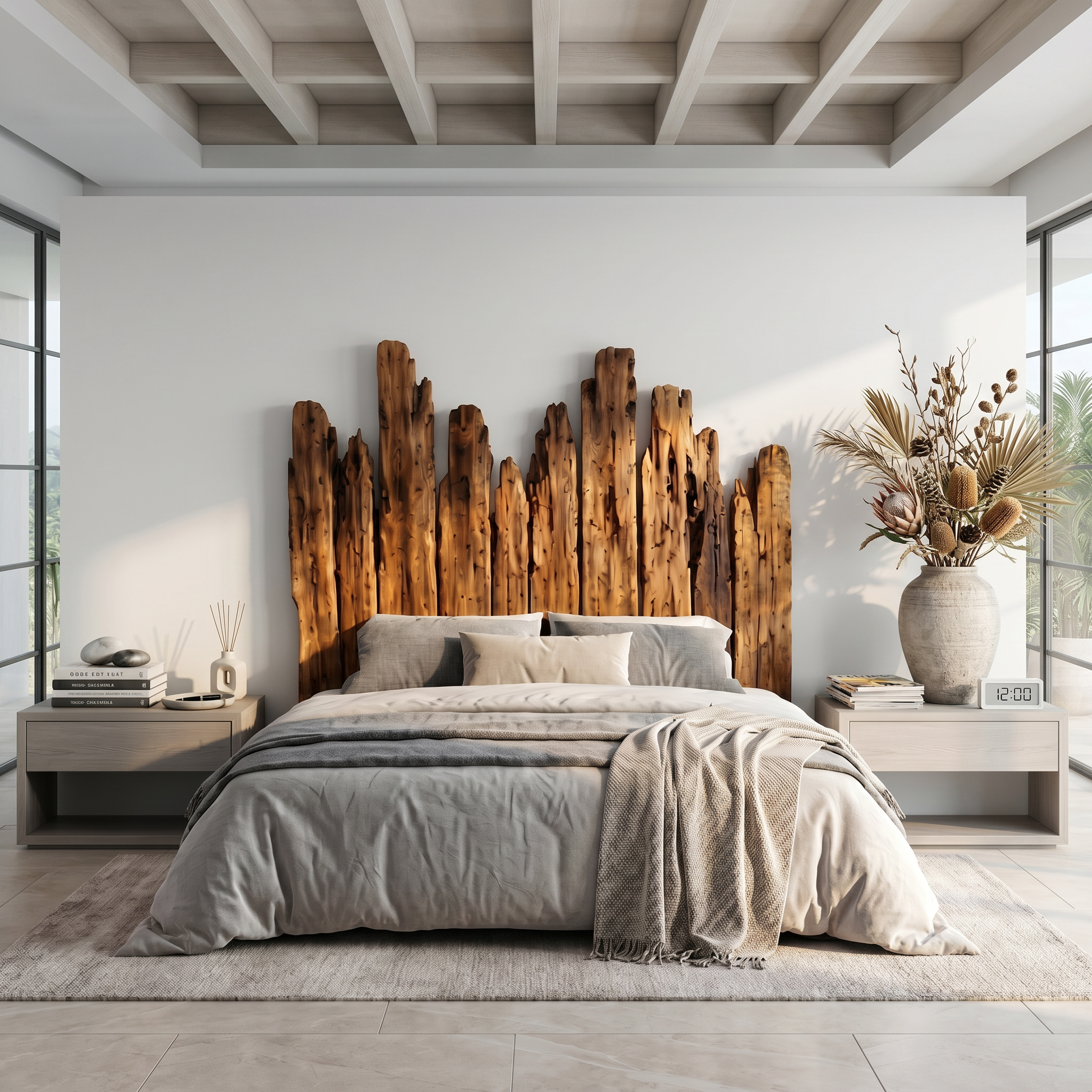 Rustic Skyline Headboard Wooden Bed Headboard For Bedroom SINLSAHB056