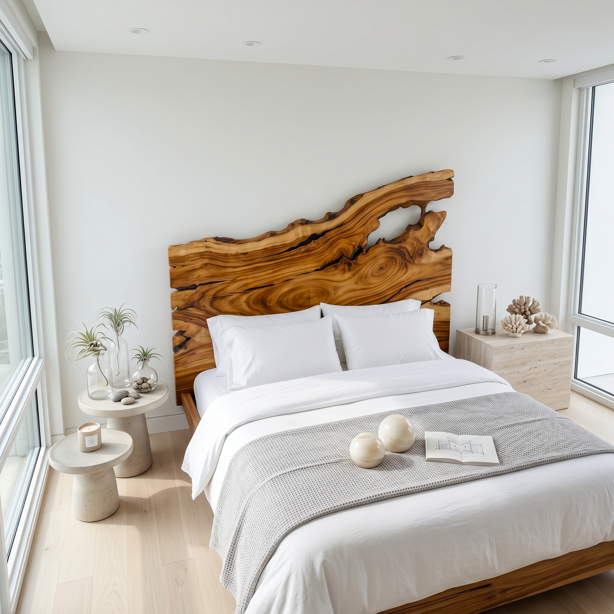 Organic Driftwood Headboard Wooden Bed Headboard For Bedroom SINLSAHB057