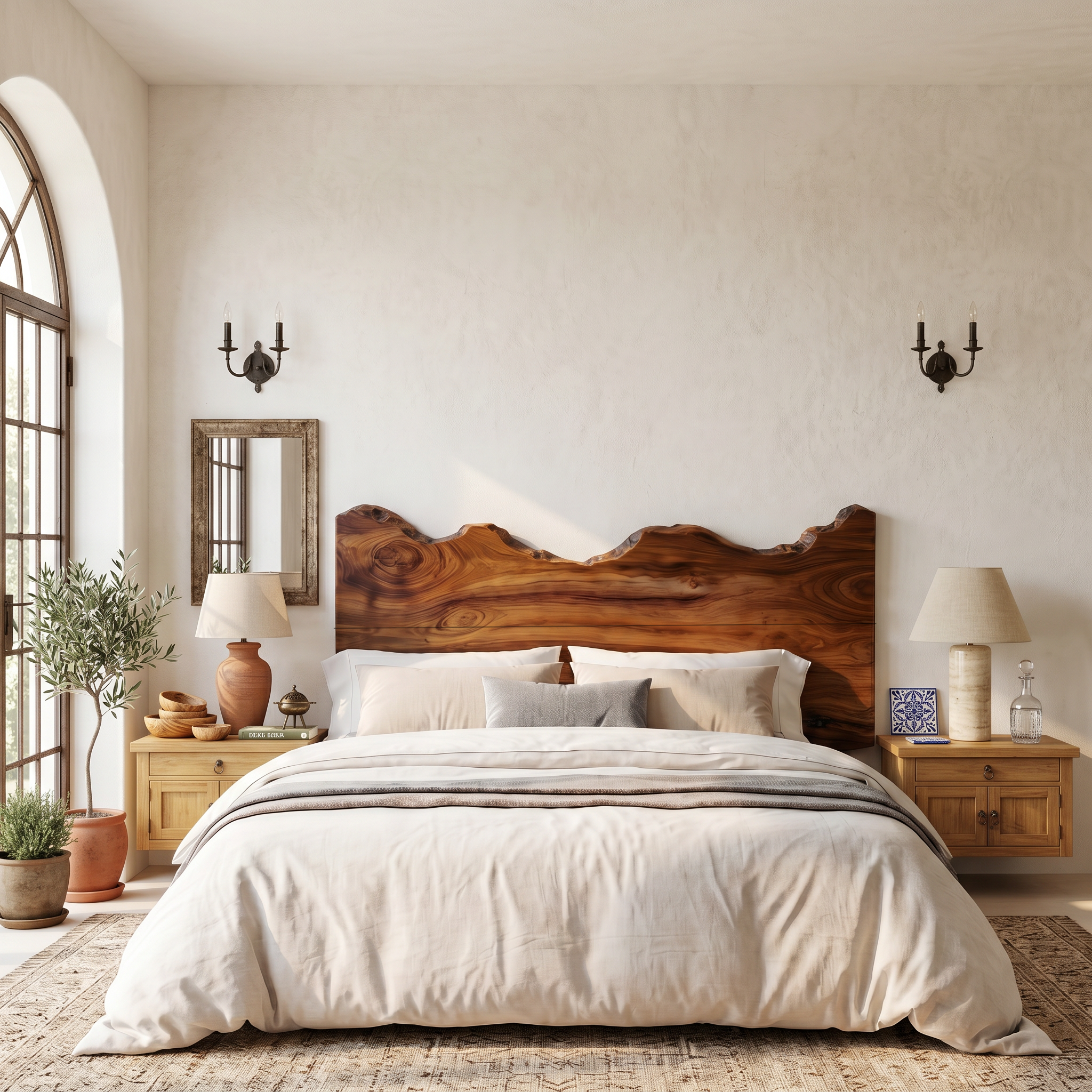 Contemporary Live Edge Wood Headboard For Bedroom SINLSAHB063