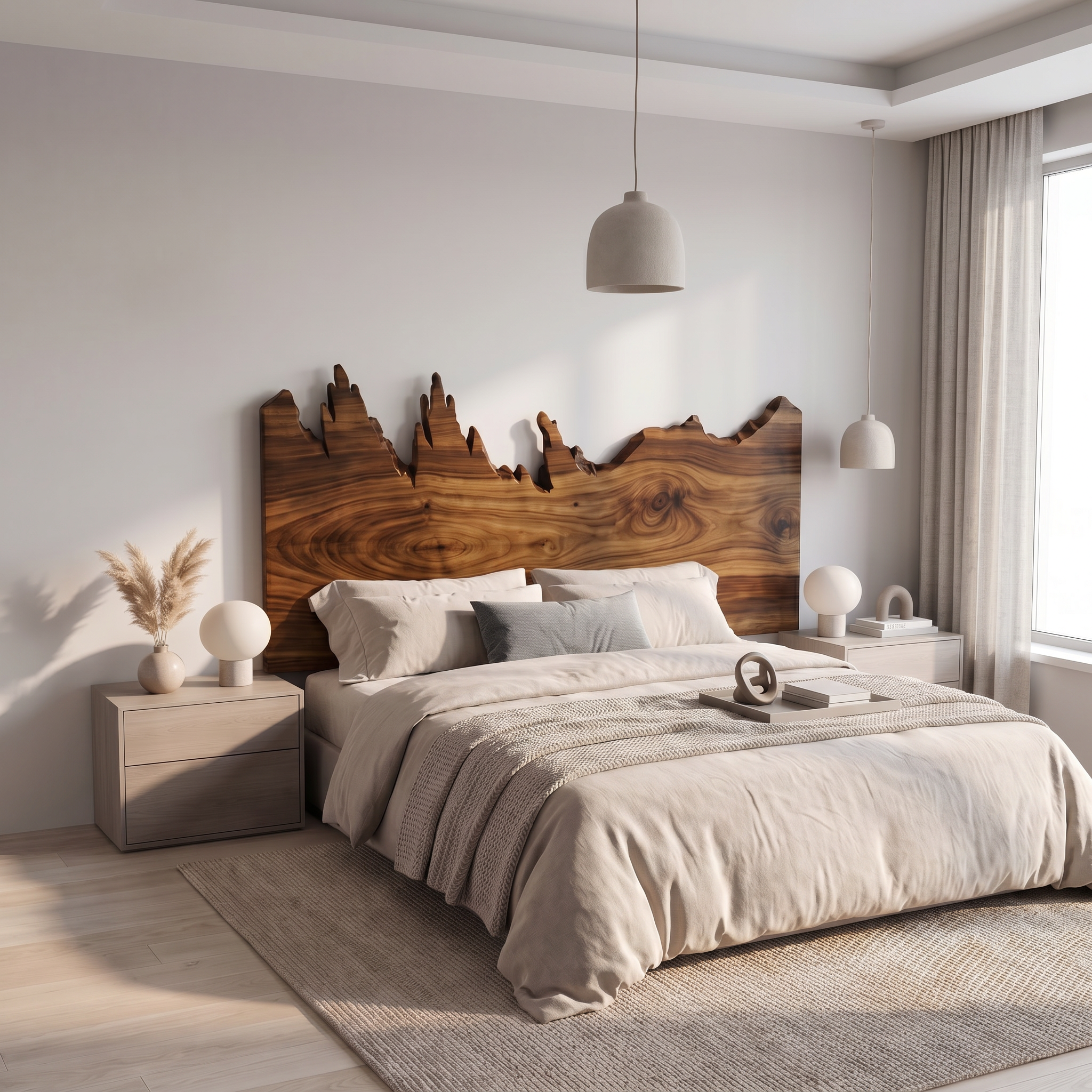 Rustic Mountain Ridge Headboard Wooden Bed Headboard For Bedroom SINLSAHB066