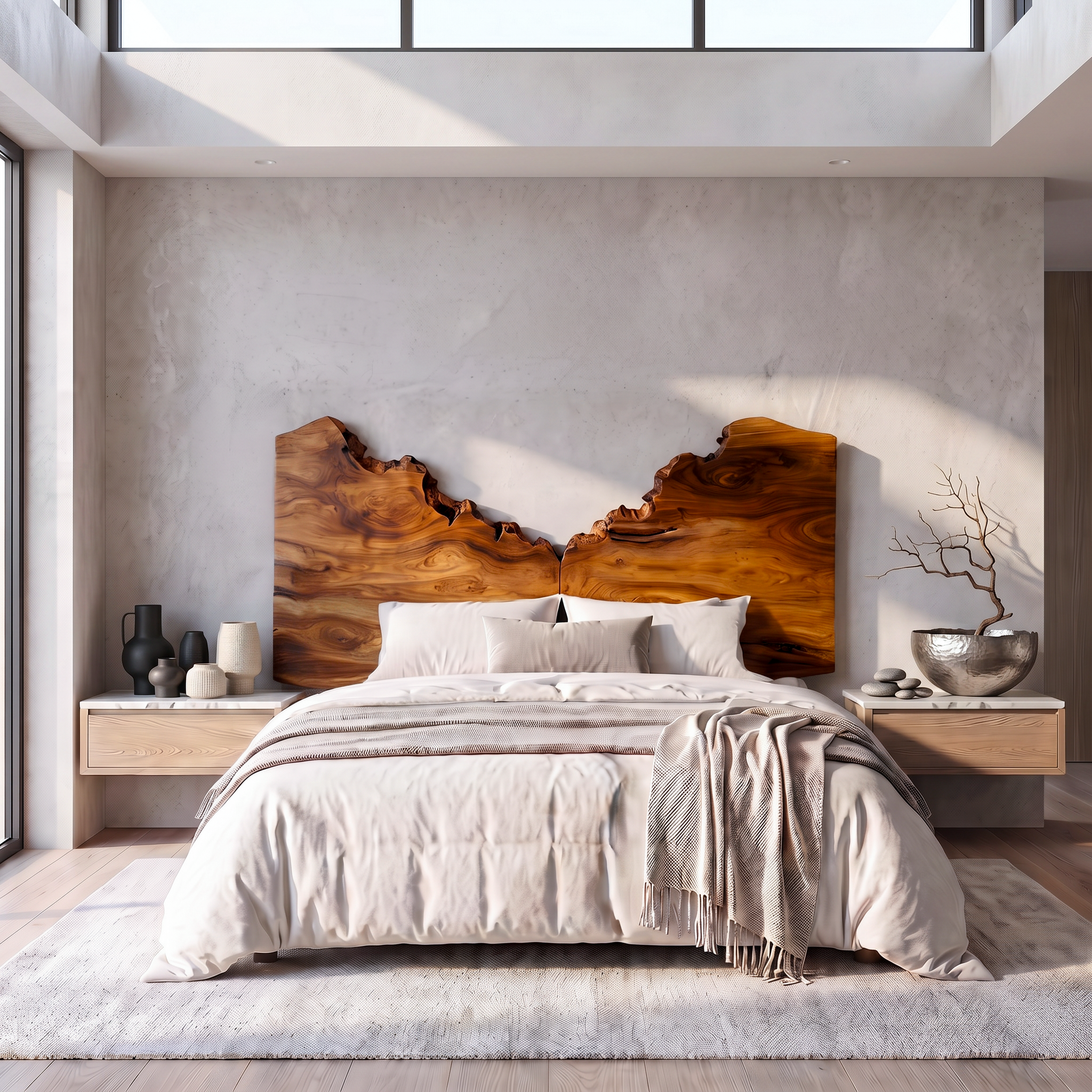 Organic Live Edge Headboard Wooden Bed Headboard For Bedroom SINLSAHB067