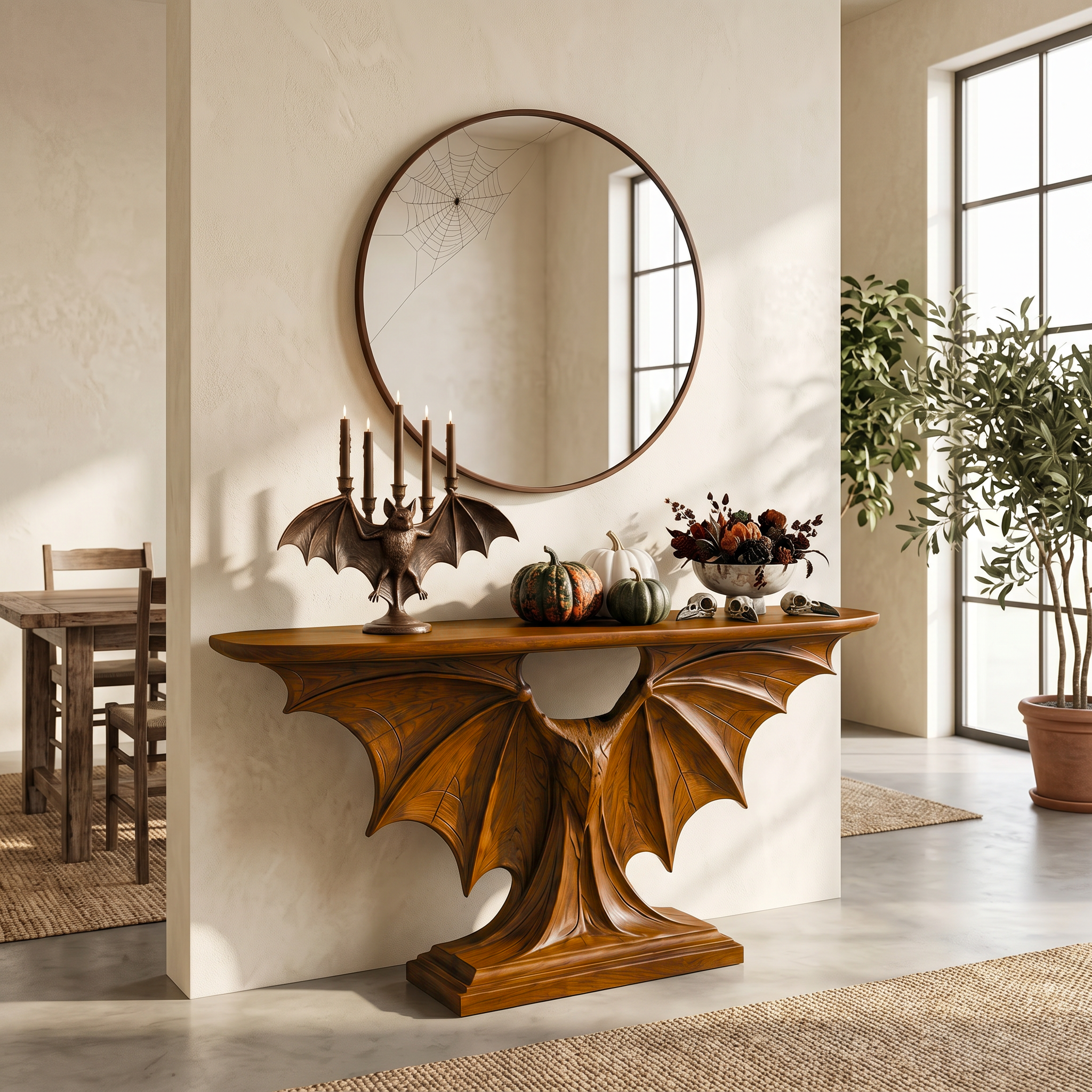 Modern Console Table Handcrafted Sculptural Design For Living Room Entryway SINLSACS677