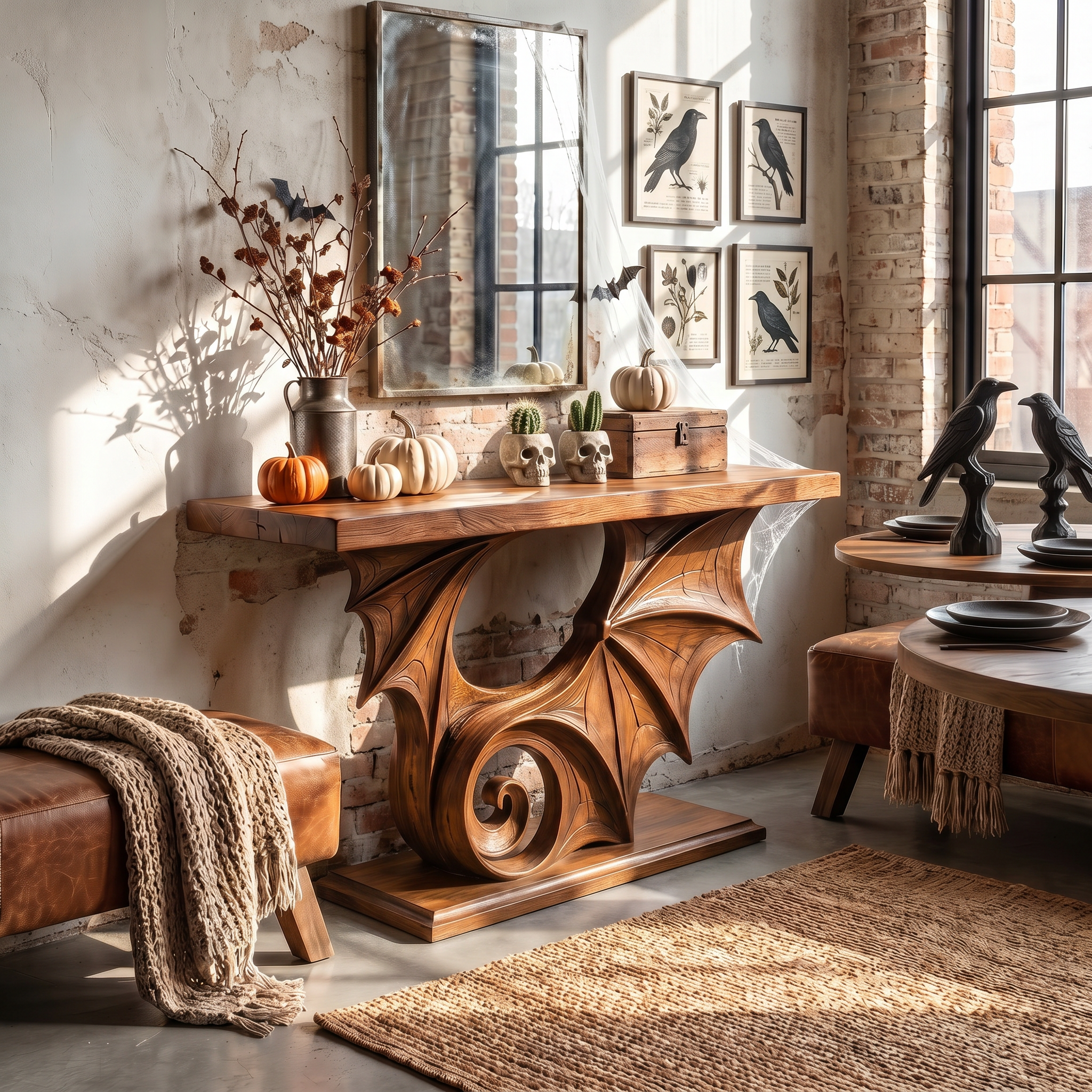 Sculptural Console Table Handcrafted Gothic Style For Entryway Hallway SINLSACS679
