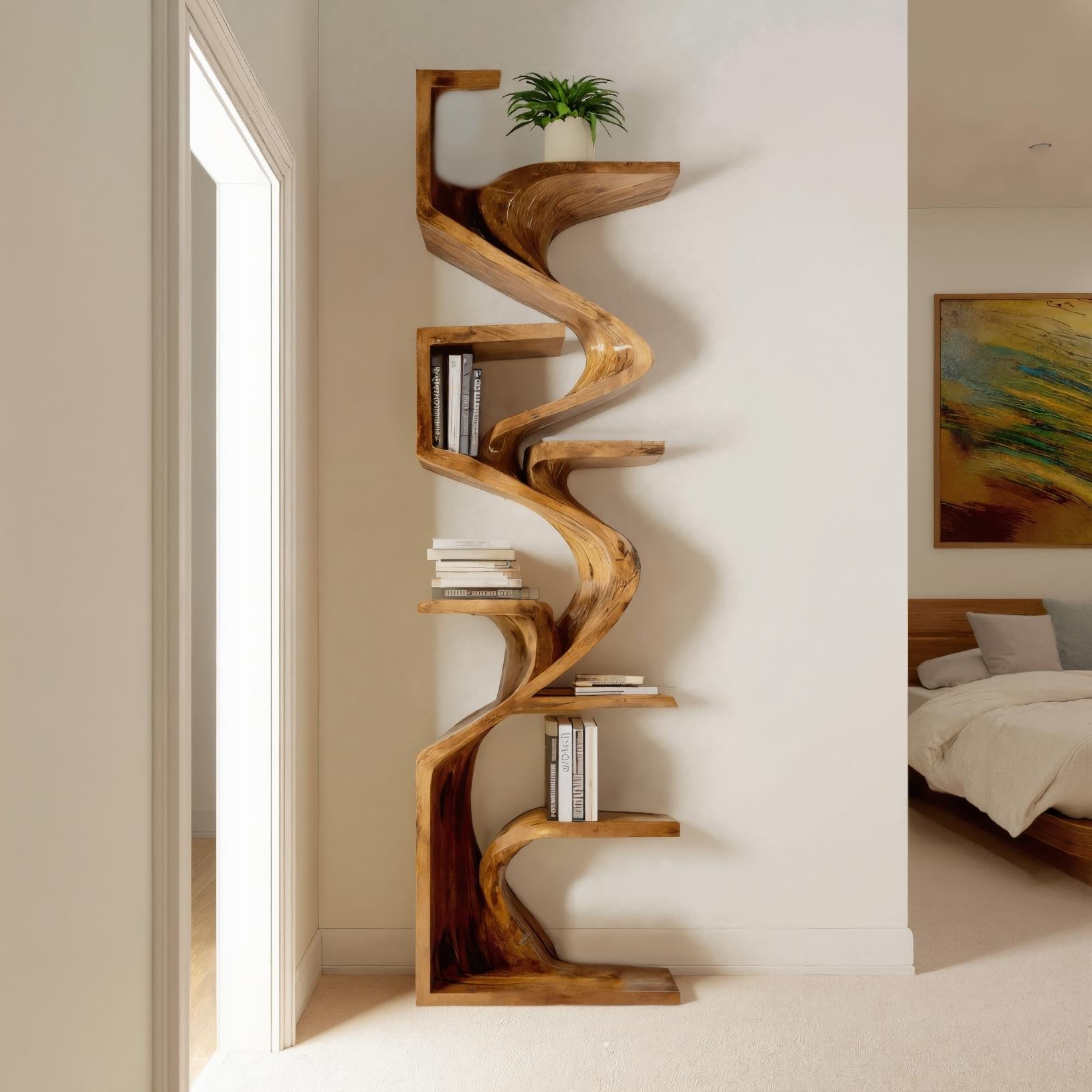 Handcrafted Sculpted Bookshelf For Living Room SITHHNBS030