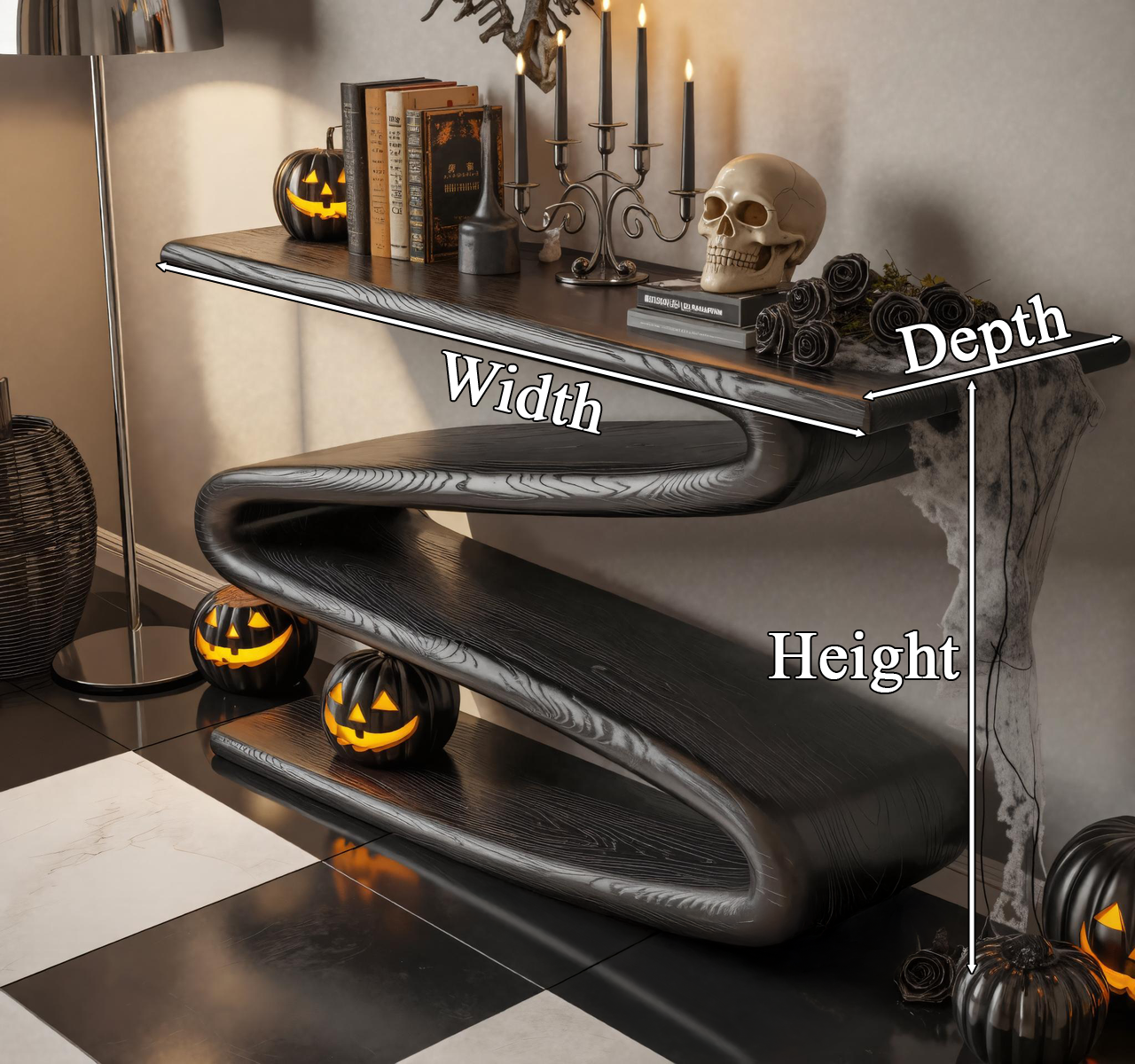 Modern Console Table With Curved Design For Halloween Decor SITHTTHW004