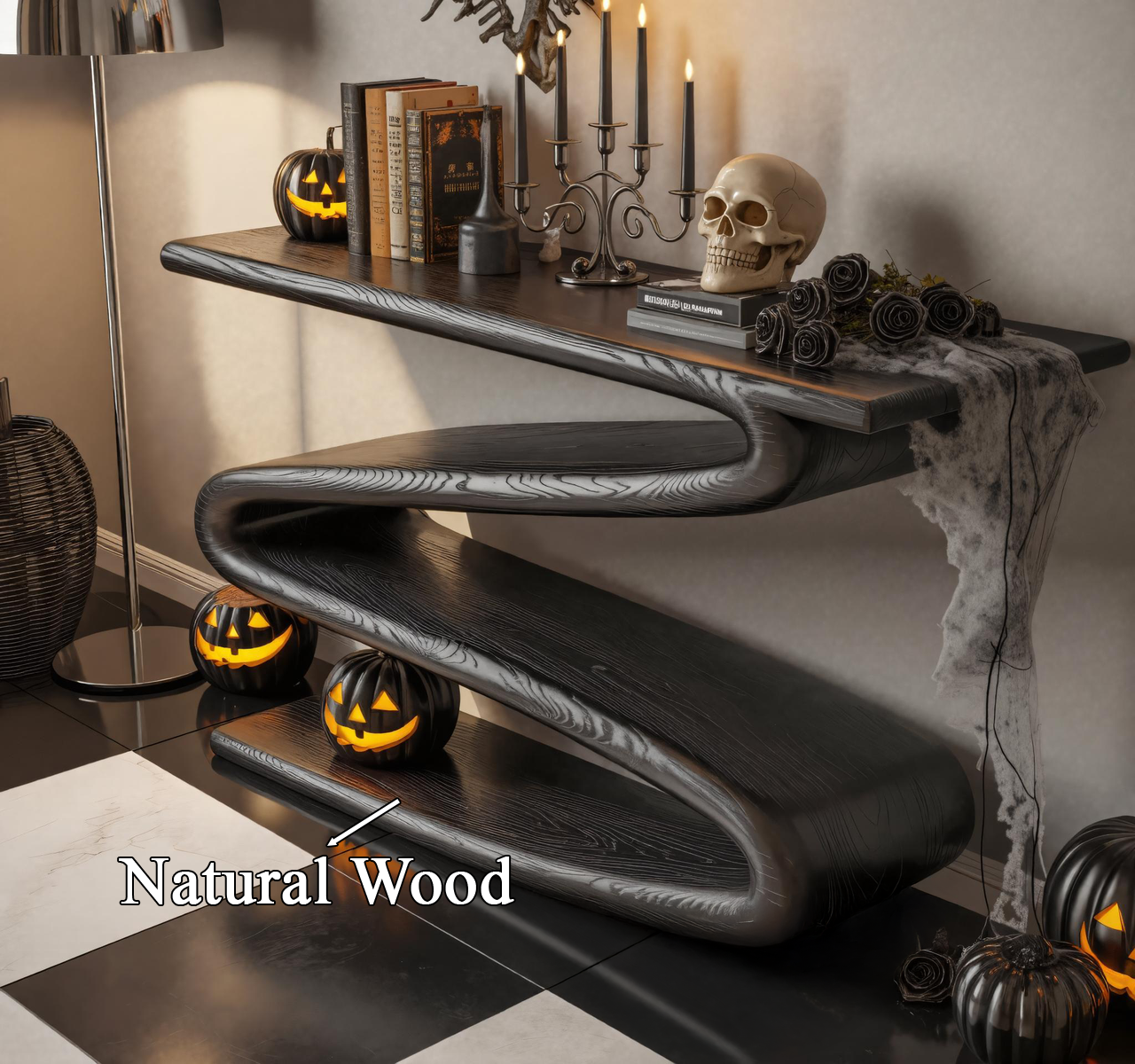 Modern Console Table With Curved Design For Halloween Decor SITHTTHW004