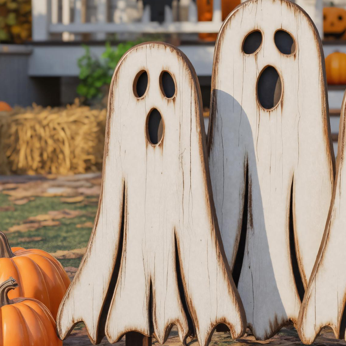 Wooden Halloween Ghost Yard Decoration Rustic Outdoor Porch Decor SITHTTHW012