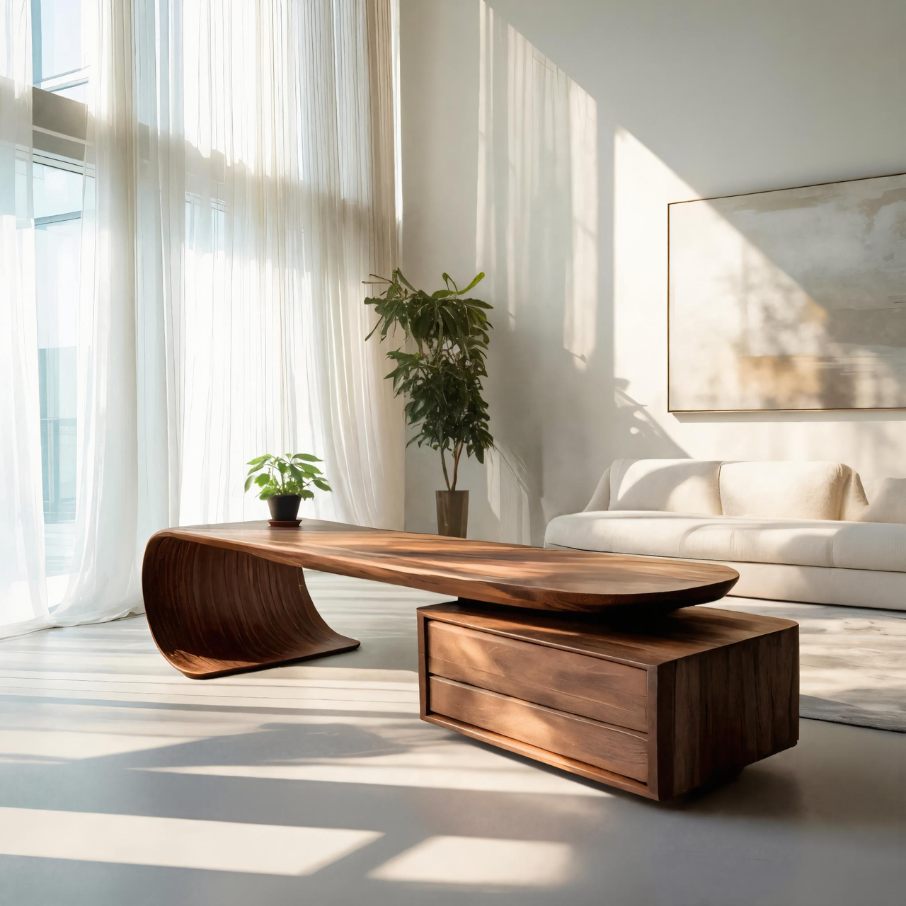Modern Desk With Sculptural Curved Design For Office SITHTTDE043