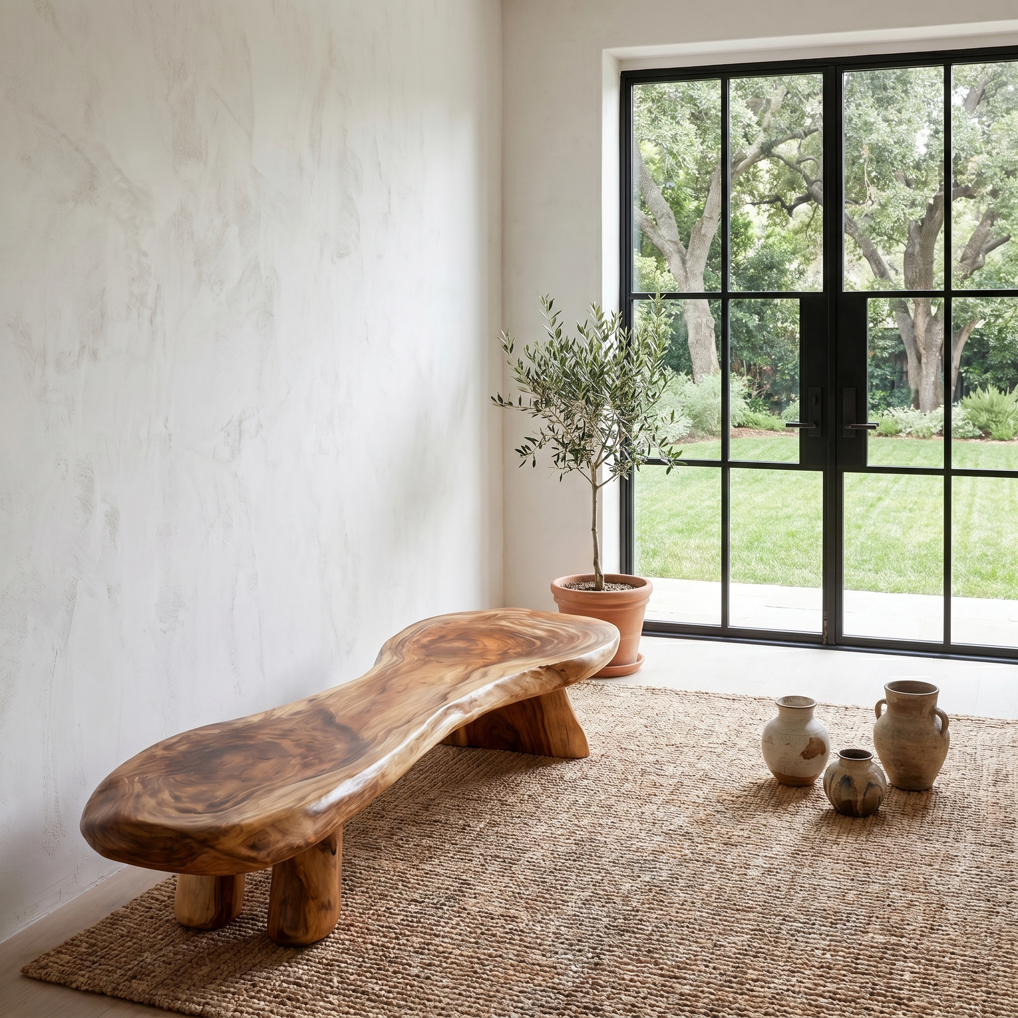 Rustic Bench Natural Tree Slab Design For Entryway SINLHARS127