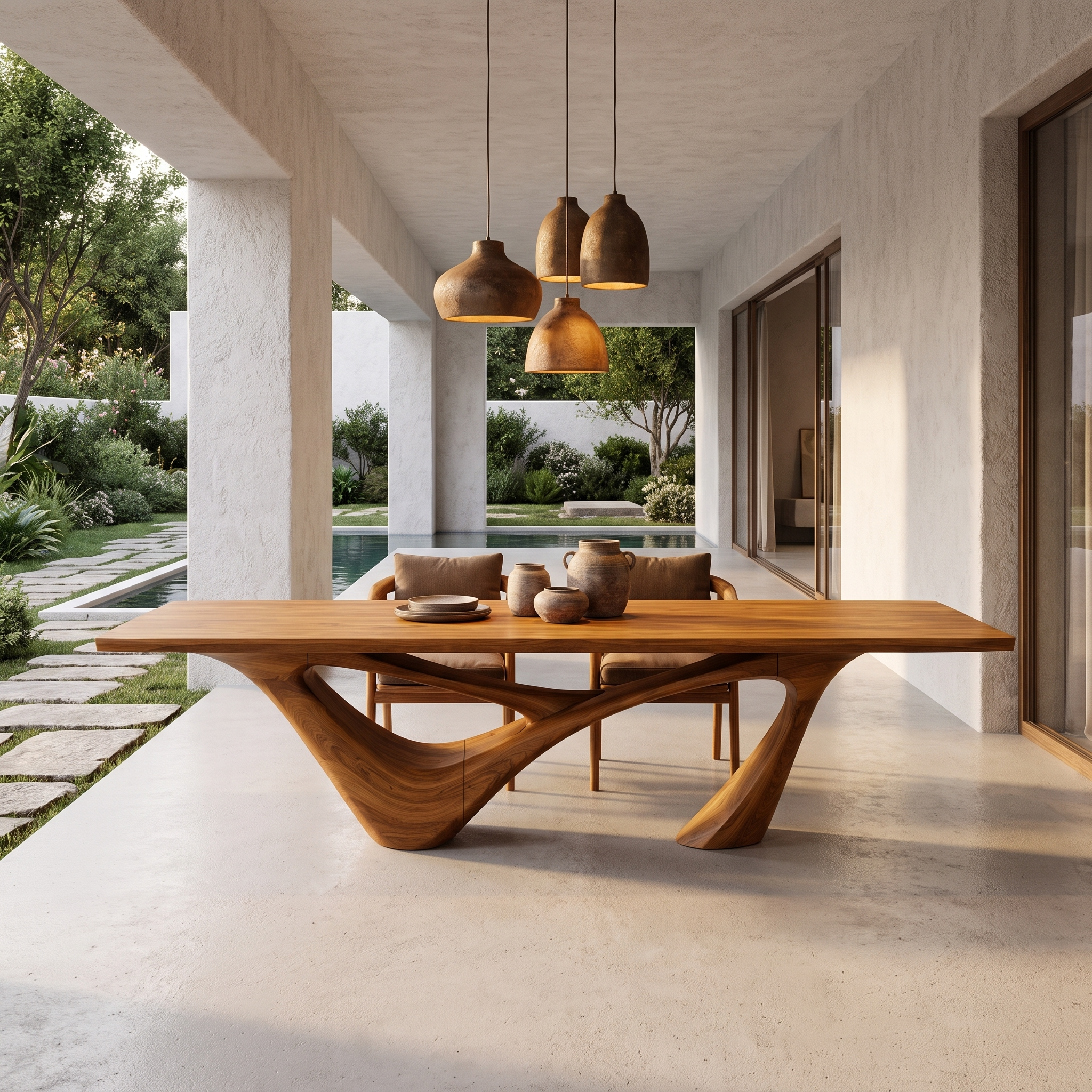 Minimalist Wing Pedestal Dining Table Solid Wood Dining Table For Dining Room SINLHADN210