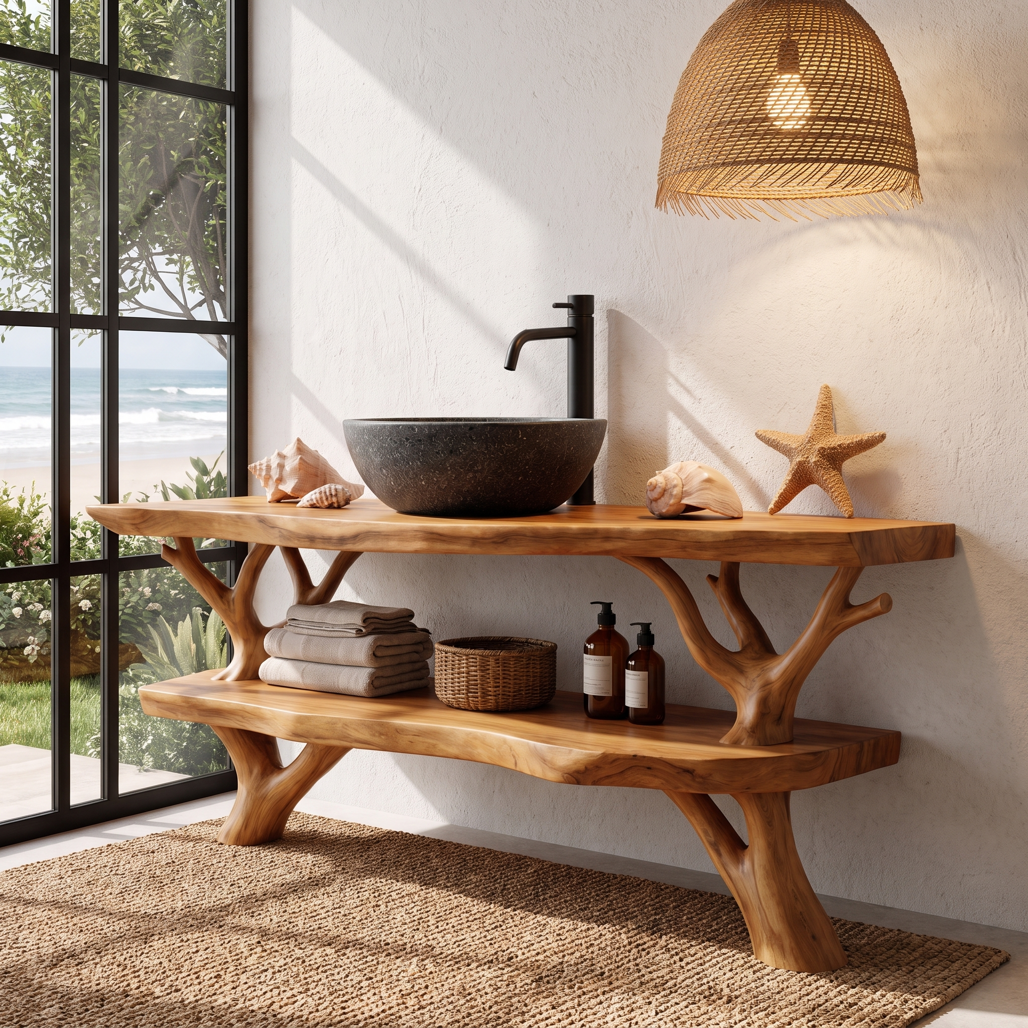 Natural Branch Bathroom Vanity Freestanding Sink Console SINLHABRV329