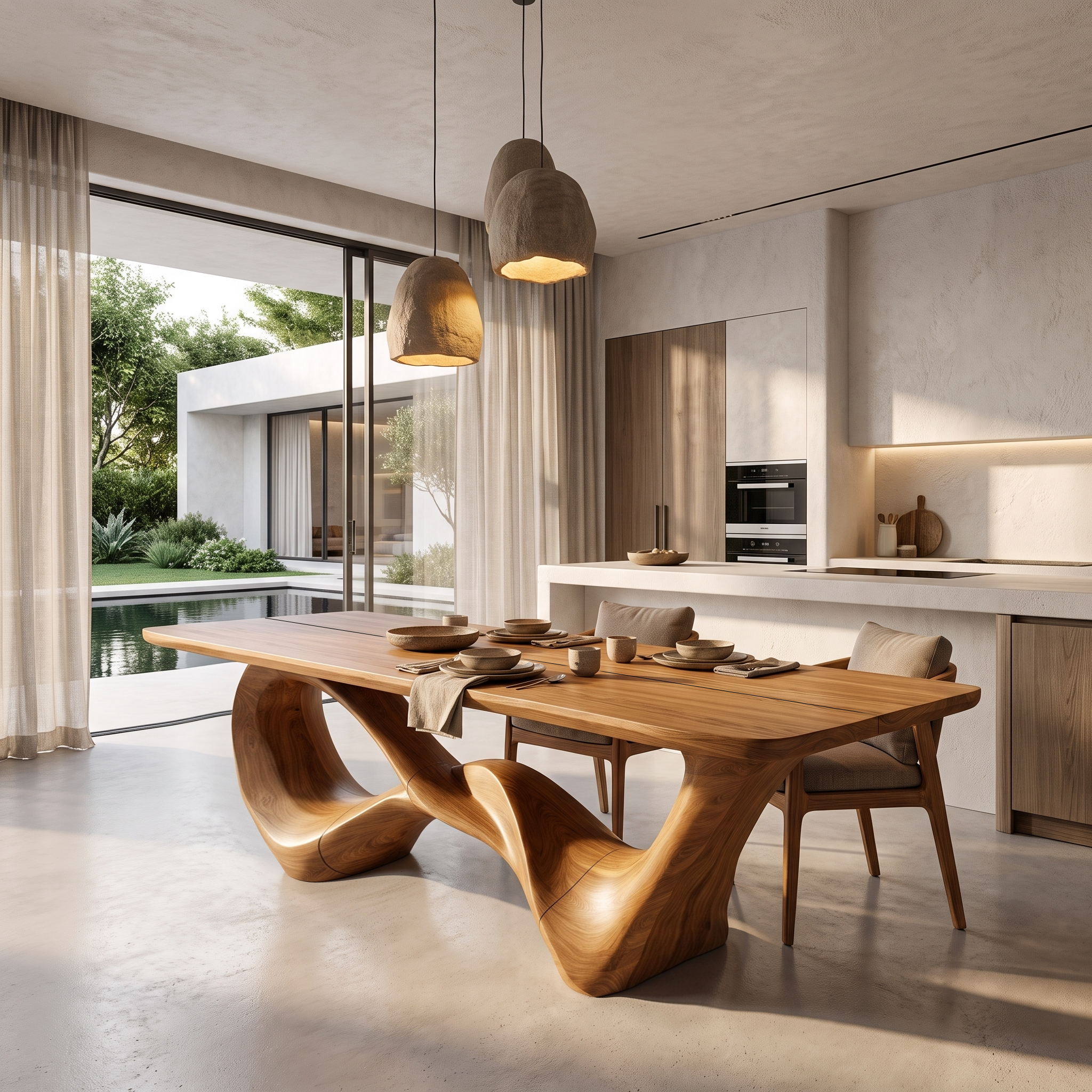 Organic Dining Table With Sculptural Infinity Design For Dining Room And Kitchen SINLHADN212