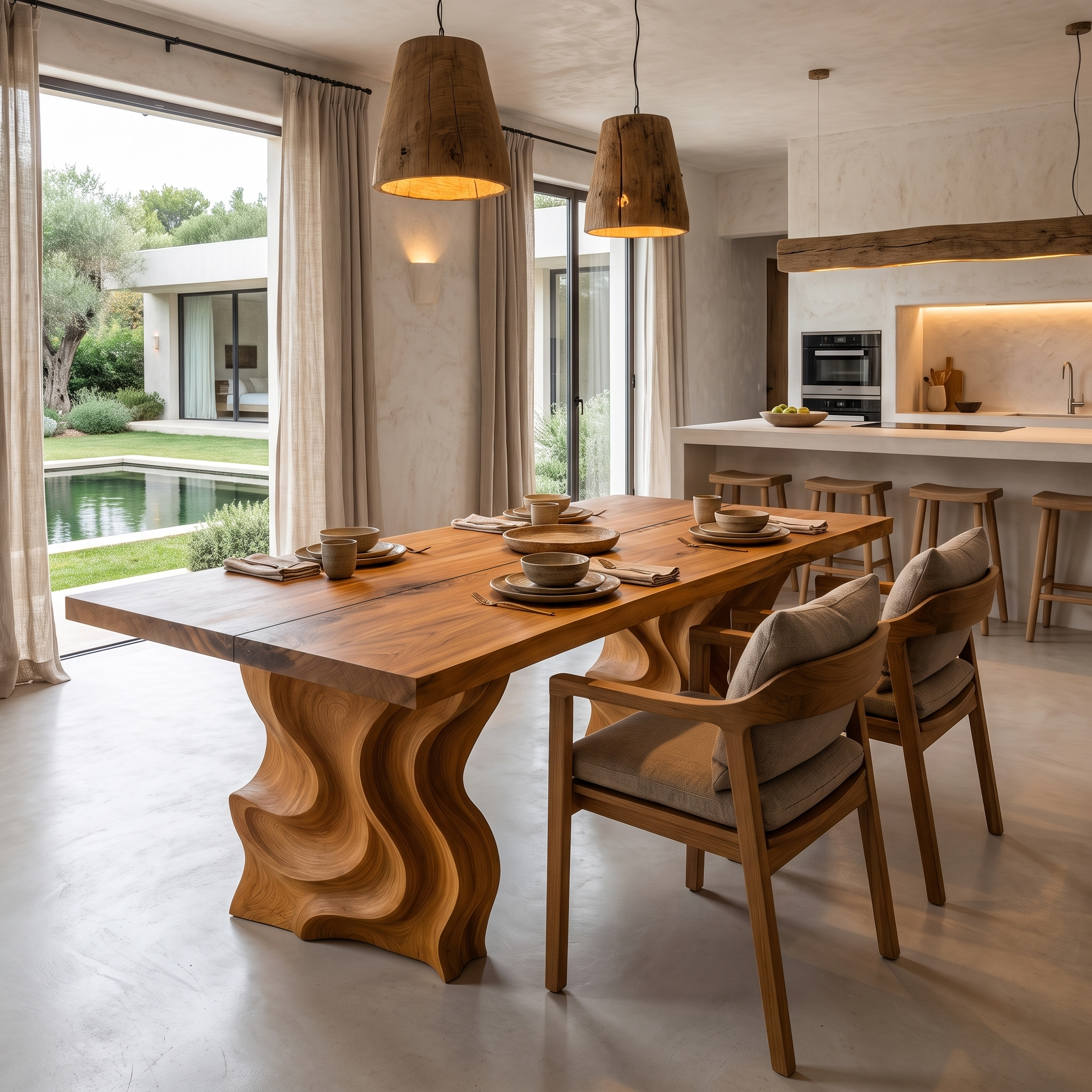 Modern Dining Table With Flowing Loop Design For Dining Room And Kitchen SINLHADN213