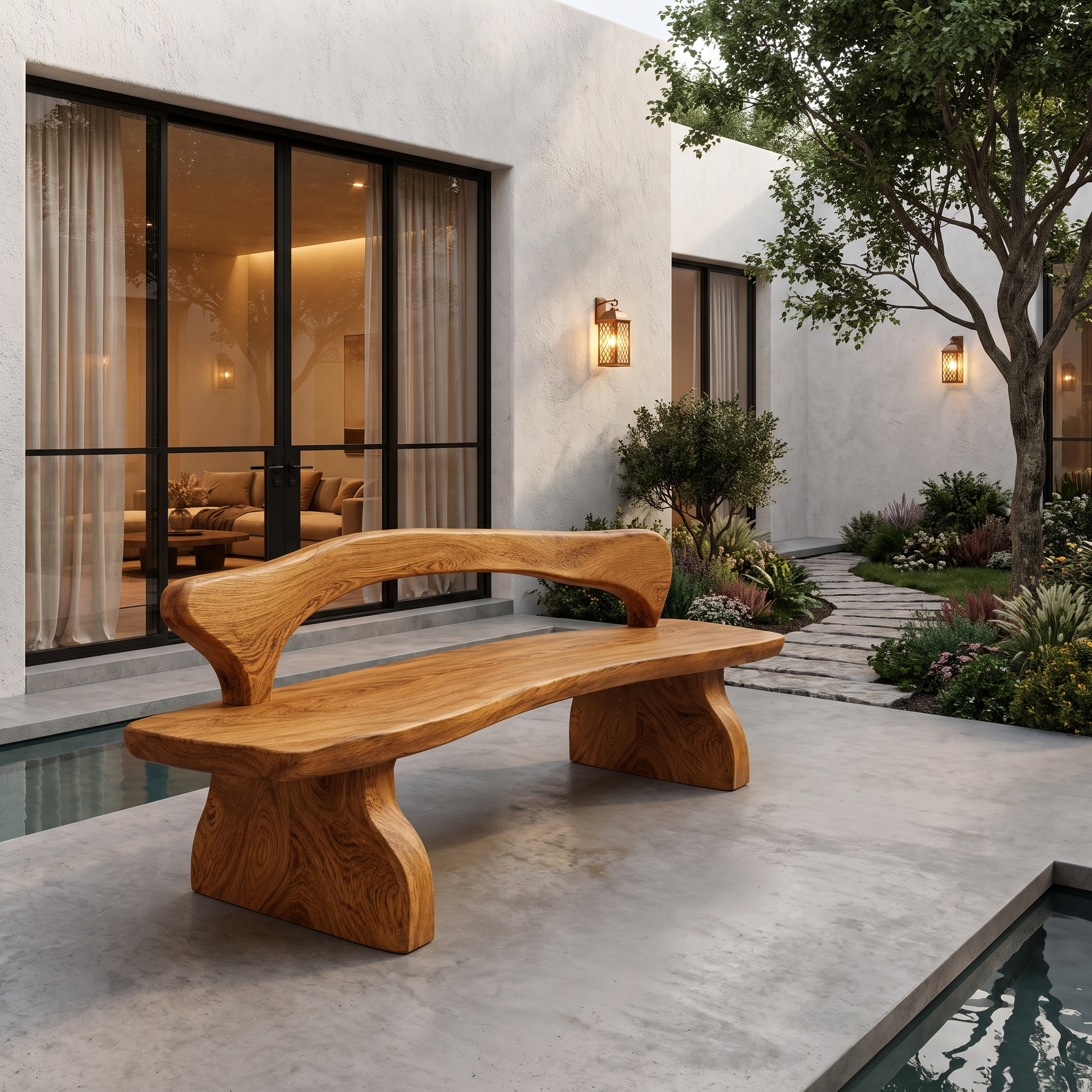Organic Live Edge Bench Wooden Outdoor Seating For Patio SINLHABEN132